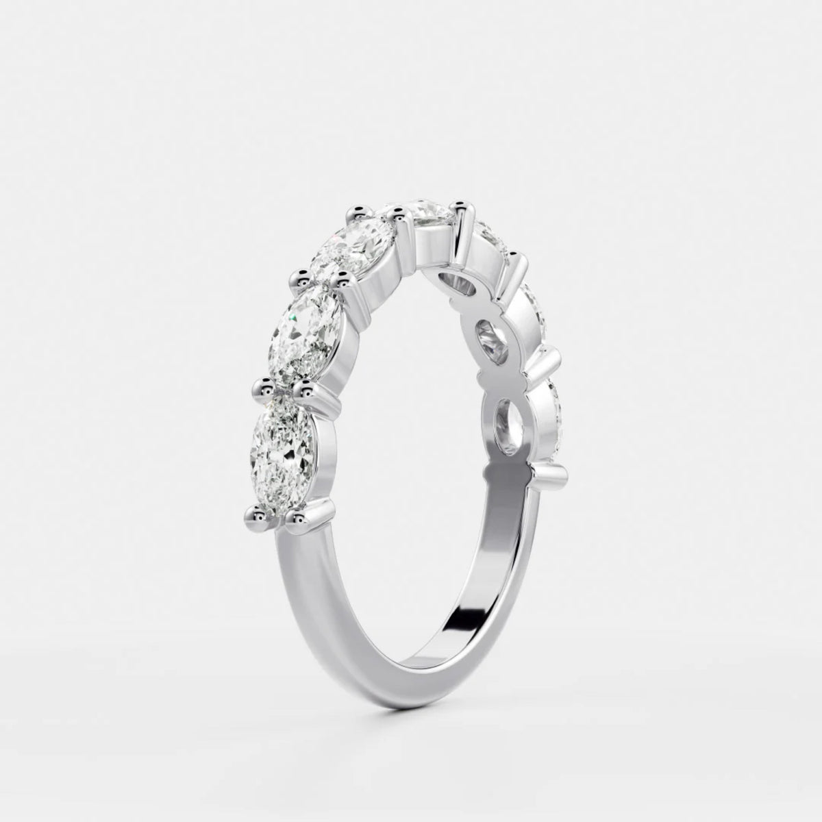 1.0 TCW Oval Lab Grown Diamond Horizontal Wedding Band