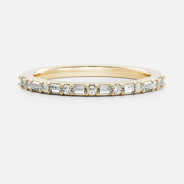 0.4 TCW Baguette & Round Lab Grown Diamond Half Eternity Wedding Band