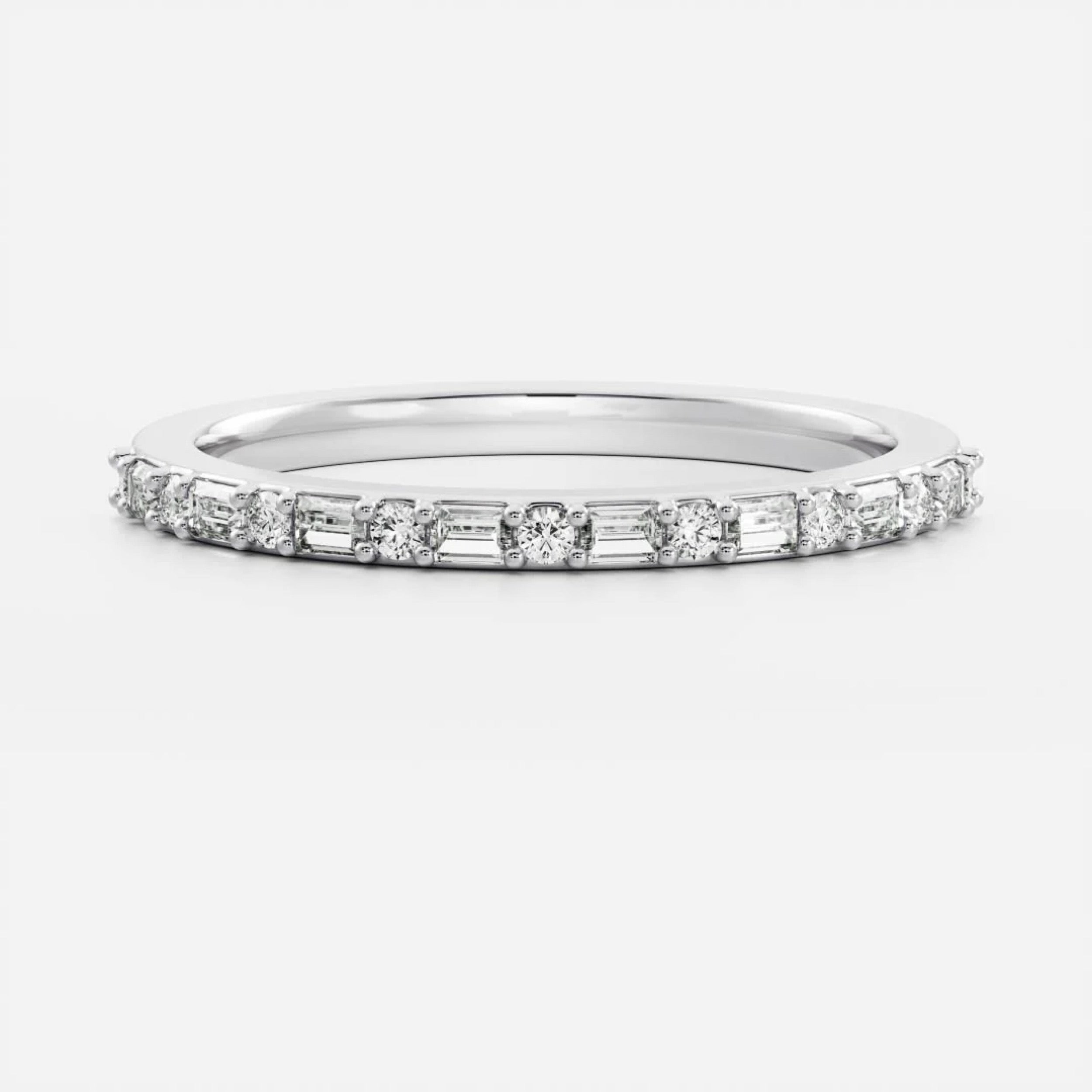 0.4 TCW Baguette & Round Lab Grown Diamond Half Eternity Wedding Band