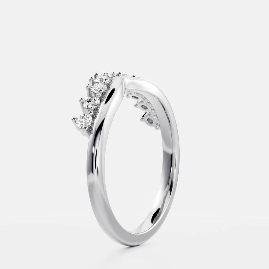 0.4 TCW Round Lab Grown Diamond Chevron Wedding Band