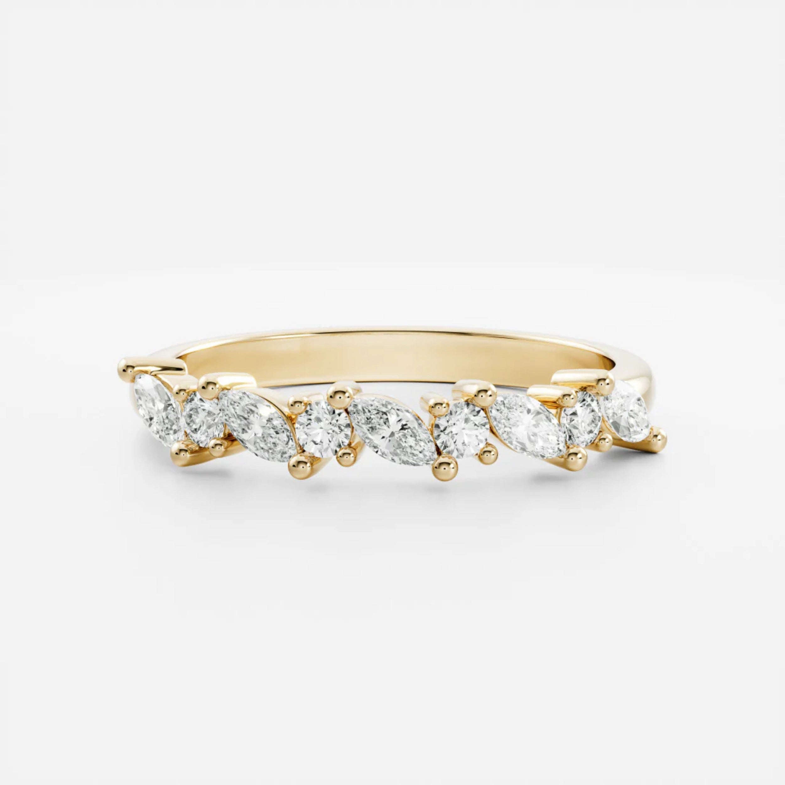 0.5 TCW Marquise & Round Diamond Pave Wedding Band
