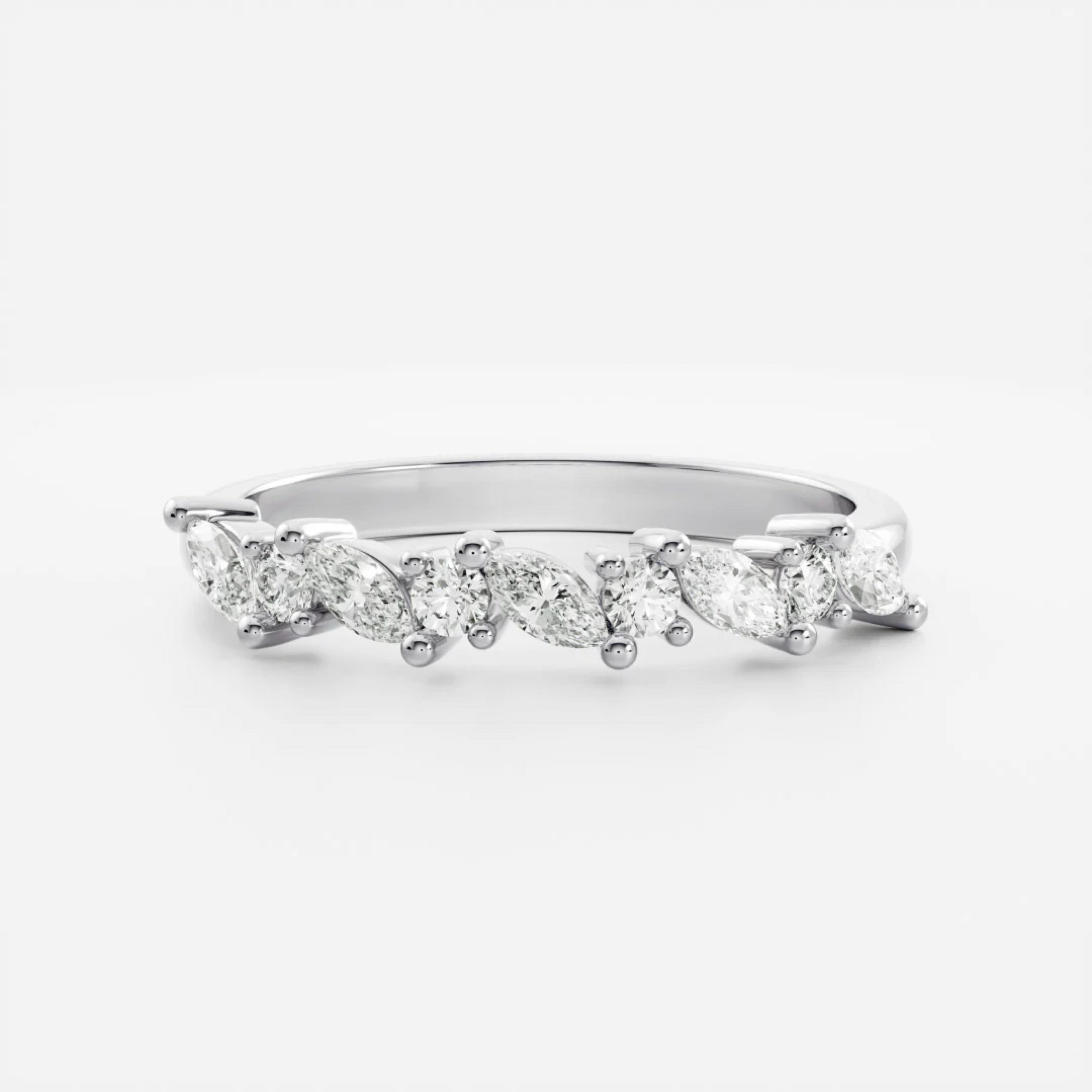 0.5 TCW Marquise & Round Diamond Pave Wedding Band