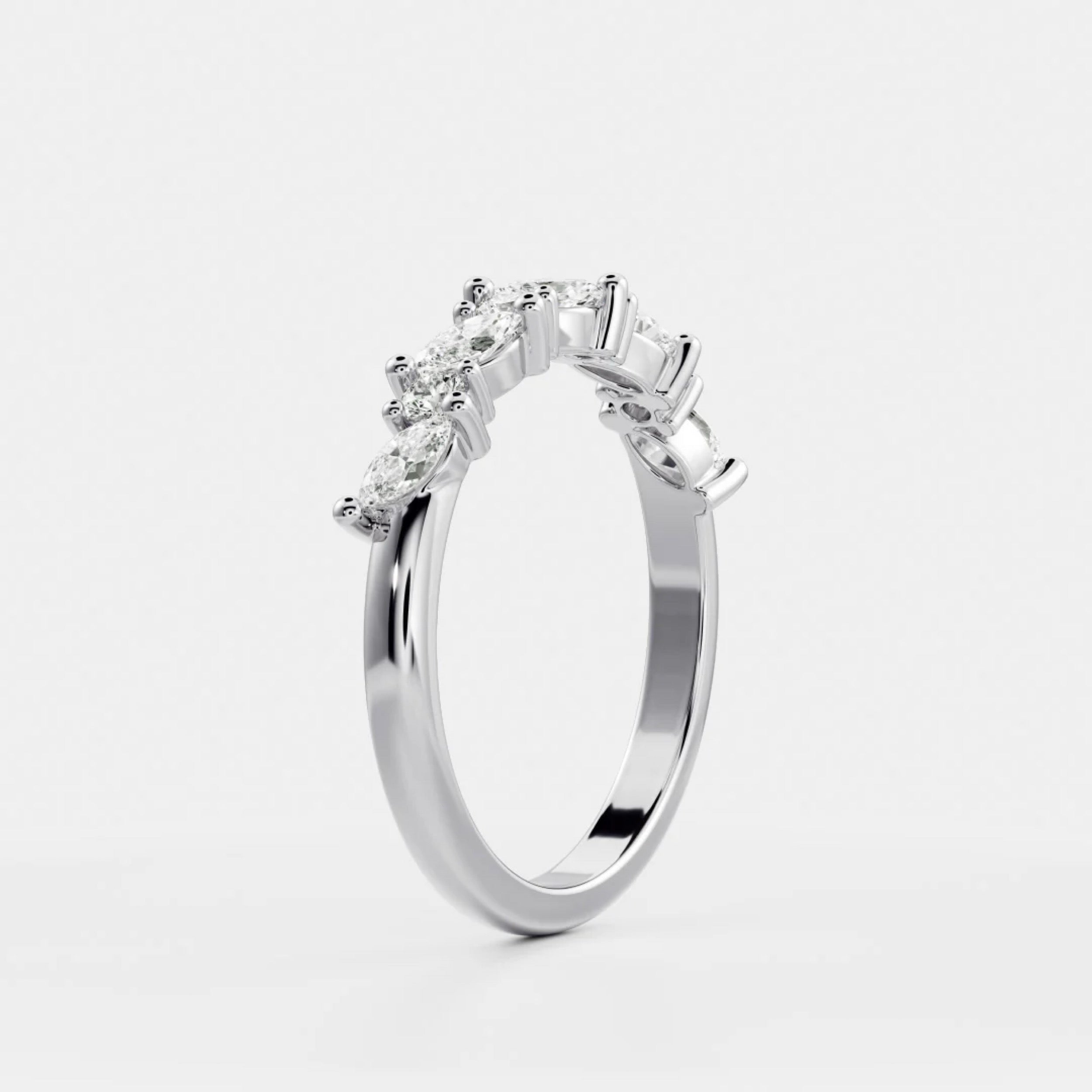 0.5 TCW Marquise & Round Diamond Pave Wedding Band