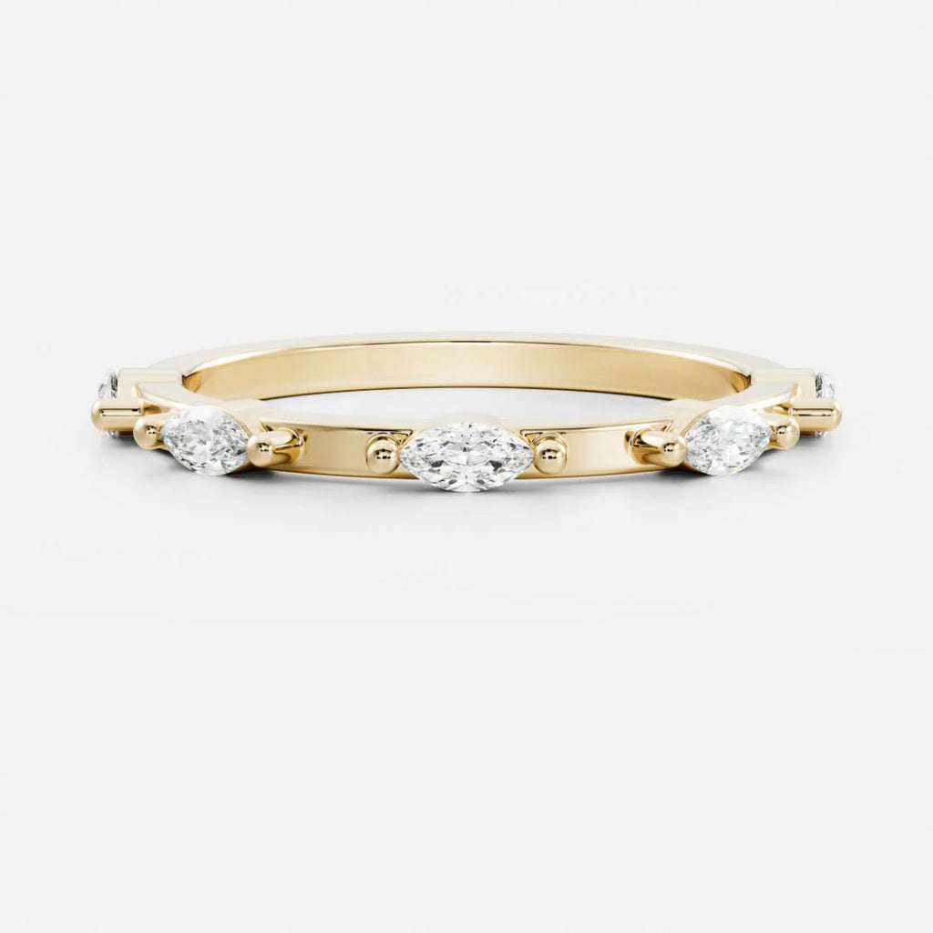 0.3 TCW Marquise Lab Grown Diamond Dainty Wedding Band