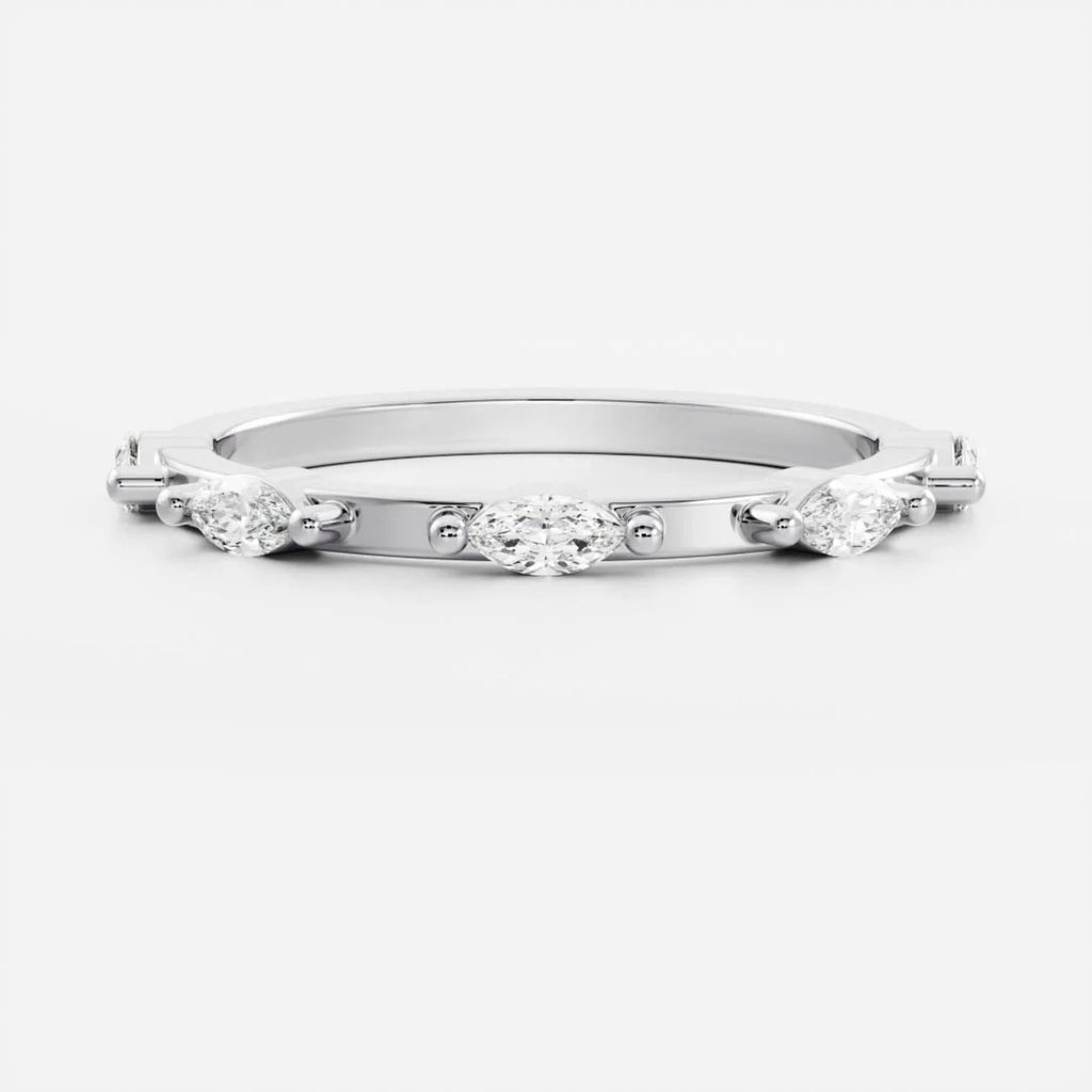 0.3 TCW Marquise Lab Grown Diamond Dainty Wedding Band