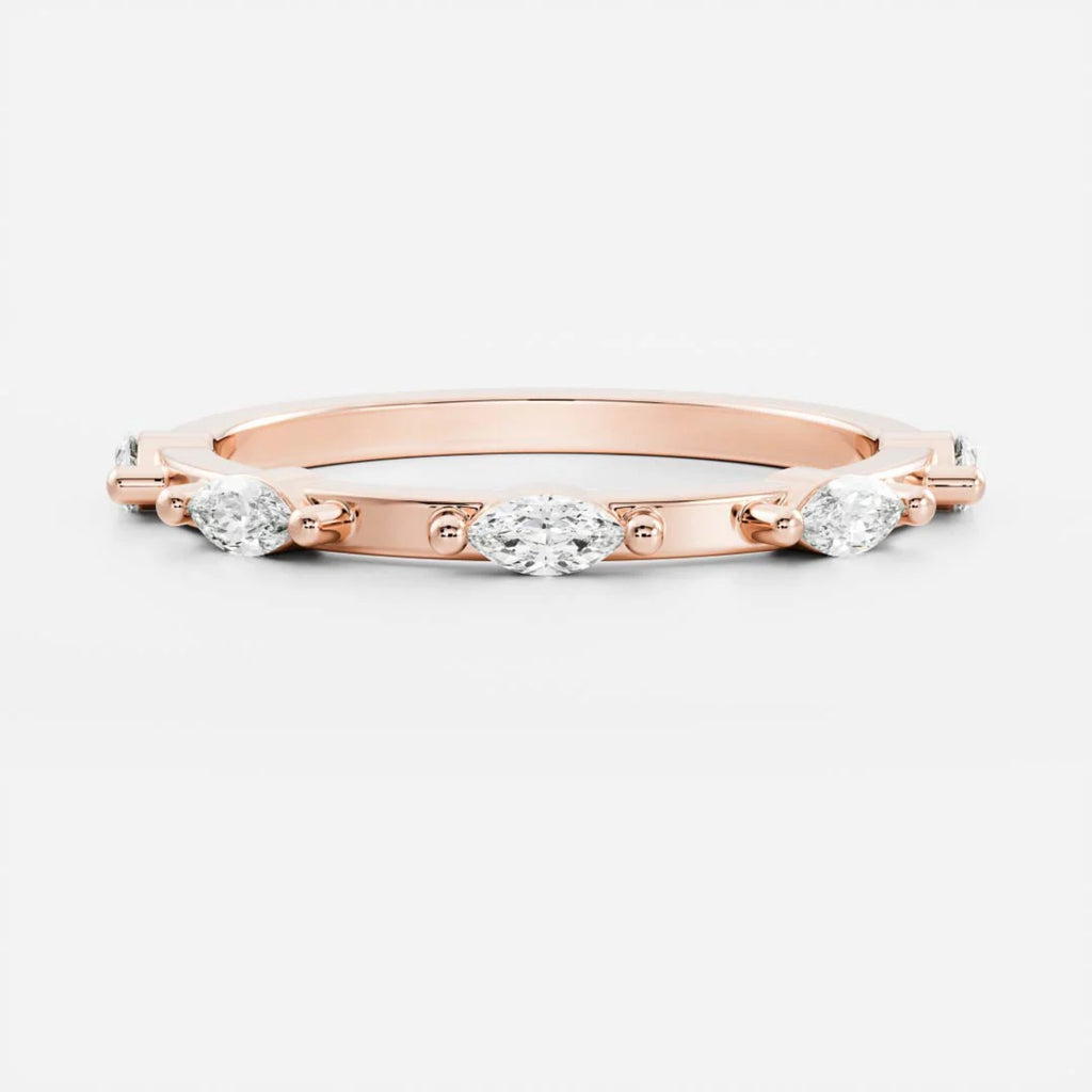 0.3 TCW Marquise Lab Grown Diamond Dainty Wedding Band