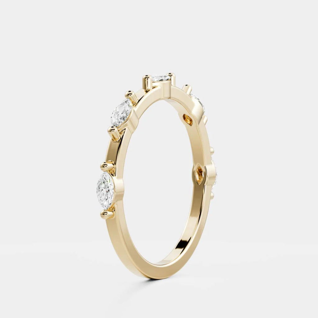 0.3 TCW Marquise Lab Grown Diamond Dainty Wedding Band
