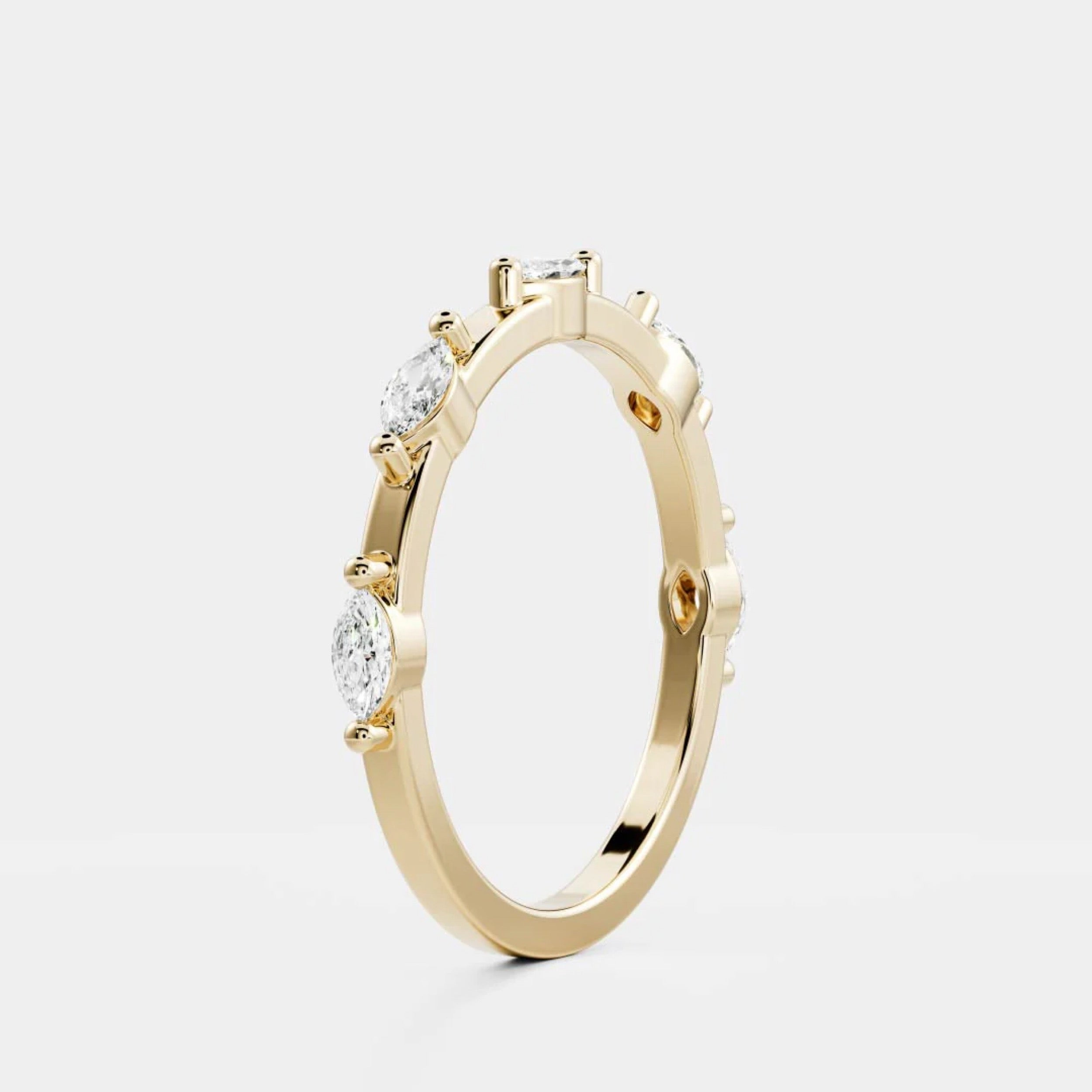 0.3 TCW Marquise Diamond Dainty Wedding Band