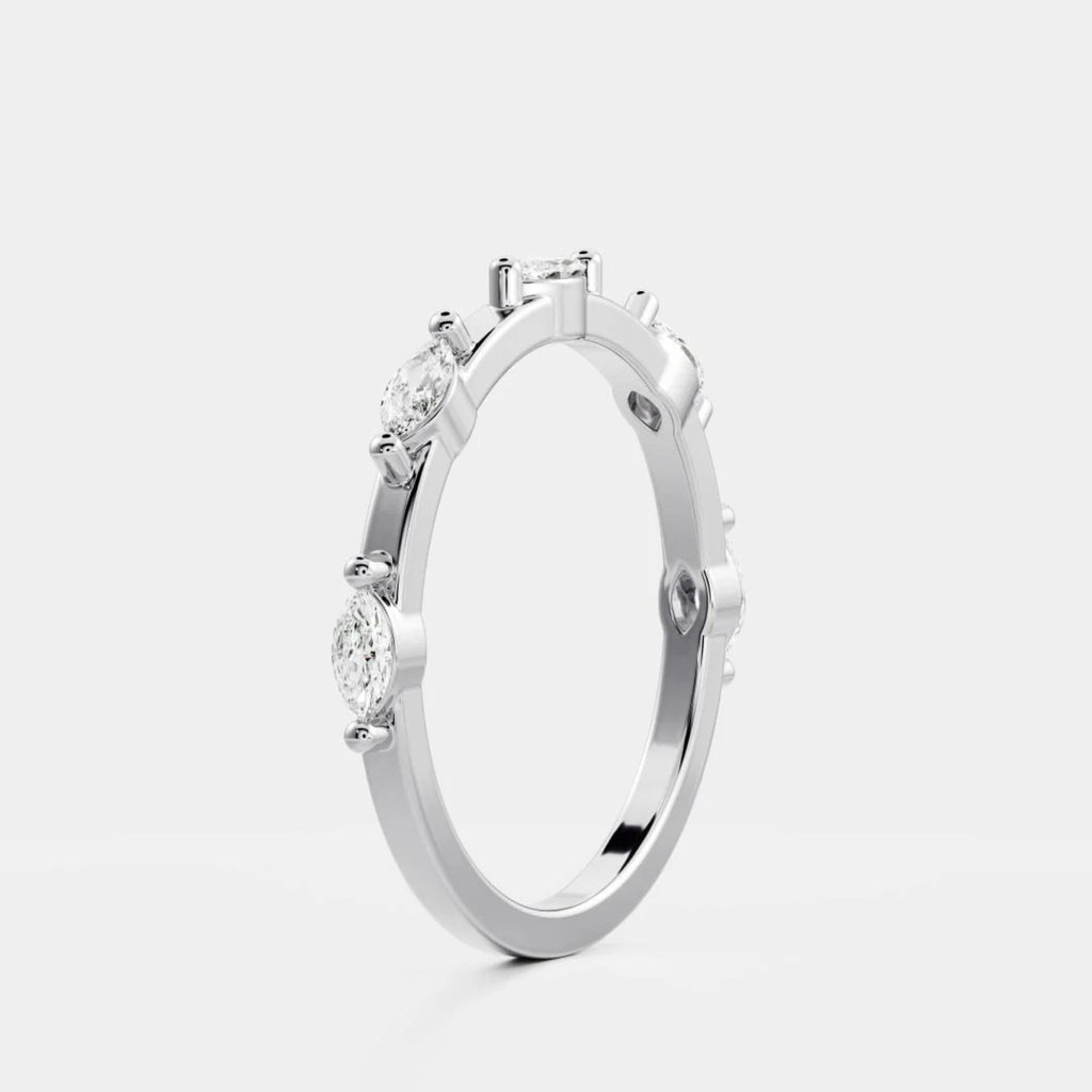 0.3 TCW Marquise Lab Grown Diamond Dainty Wedding Band