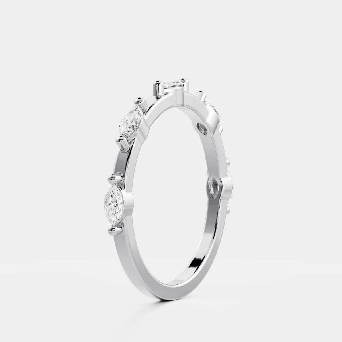 0.3 TCW Marquise Lab Grown Diamond Dainty Wedding Band