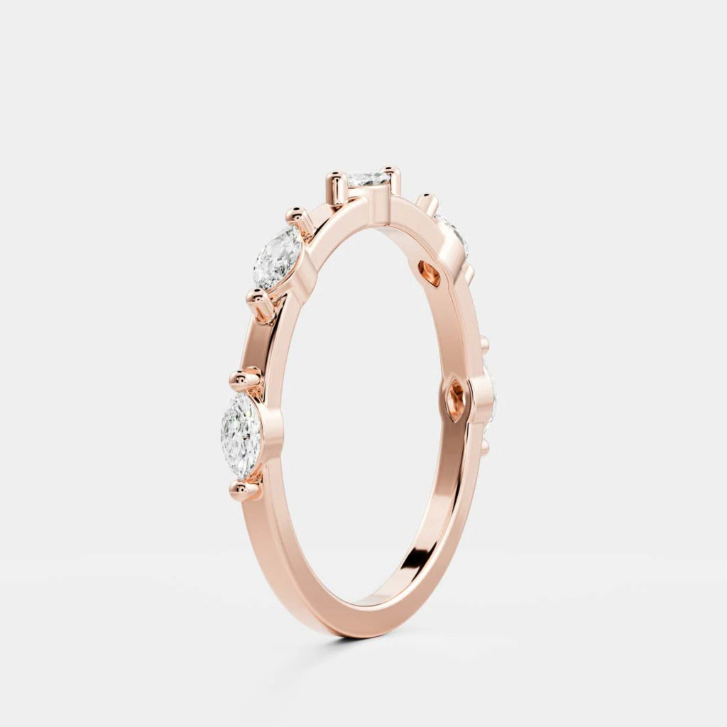 0.3 TCW Marquise Lab Grown Diamond Dainty Wedding Band