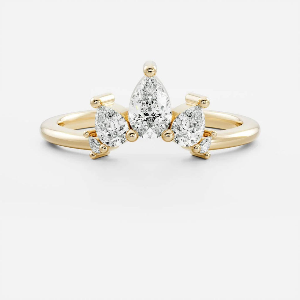 0.4 TCW Pear Lab Grown Diamond Curved Wedding Band