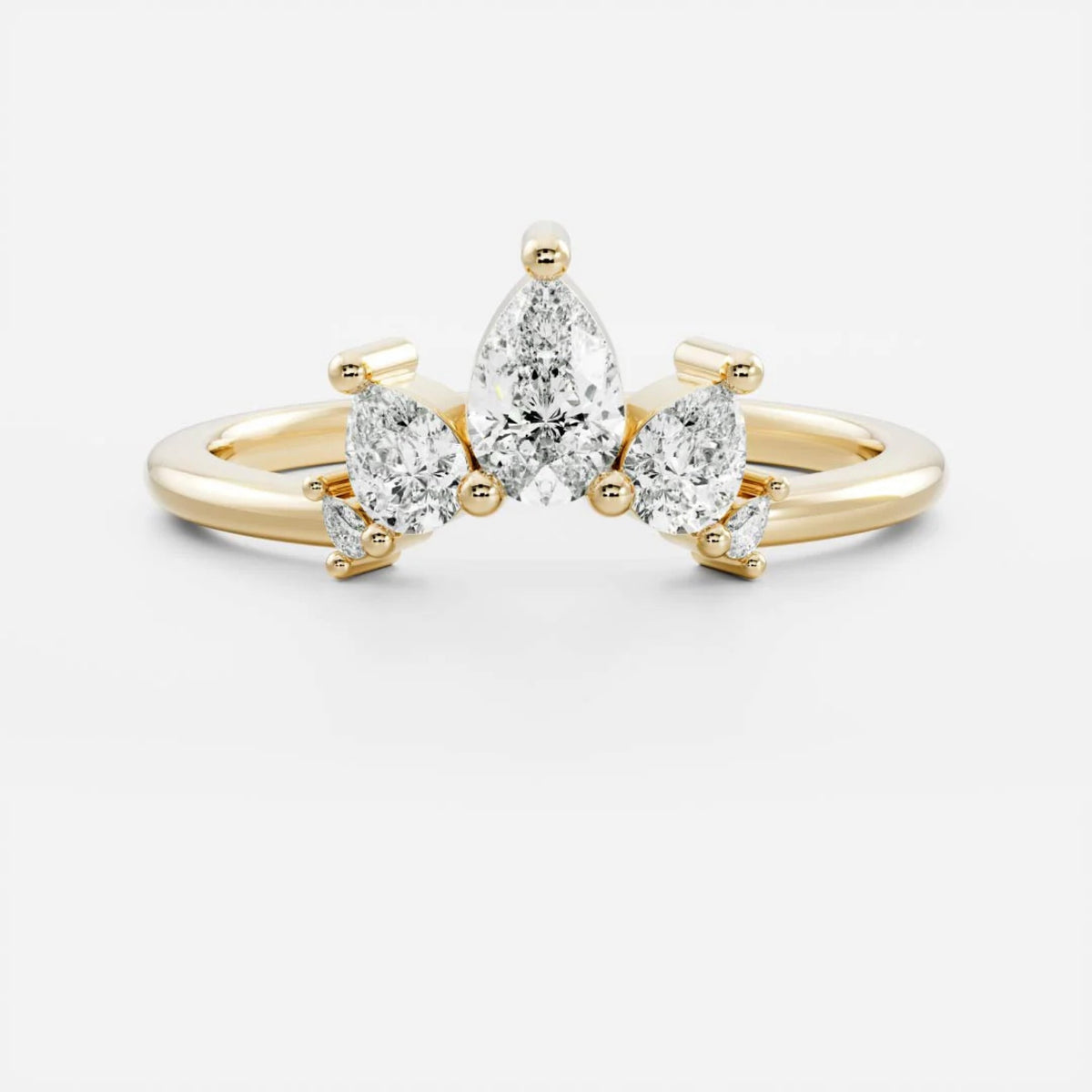 0.4 TCW Pear Lab Grown Diamond Curved Wedding Band