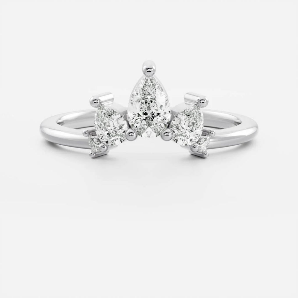 0.4 TCW Pear Lab Grown Diamond Curved Wedding Band