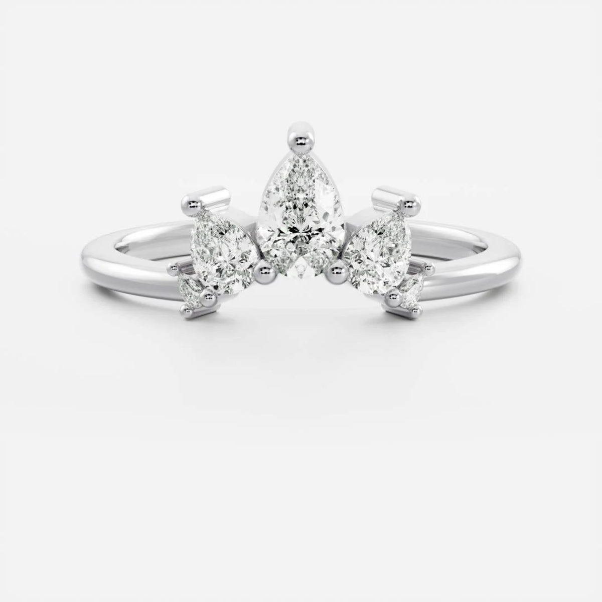 0.4 TCW Pear Lab Grown Diamond Curved Wedding Band