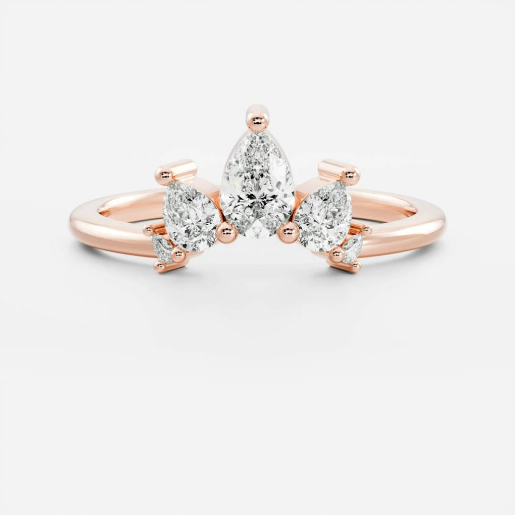 0.4 TCW Pear Lab Grown Diamond Curved Wedding Band