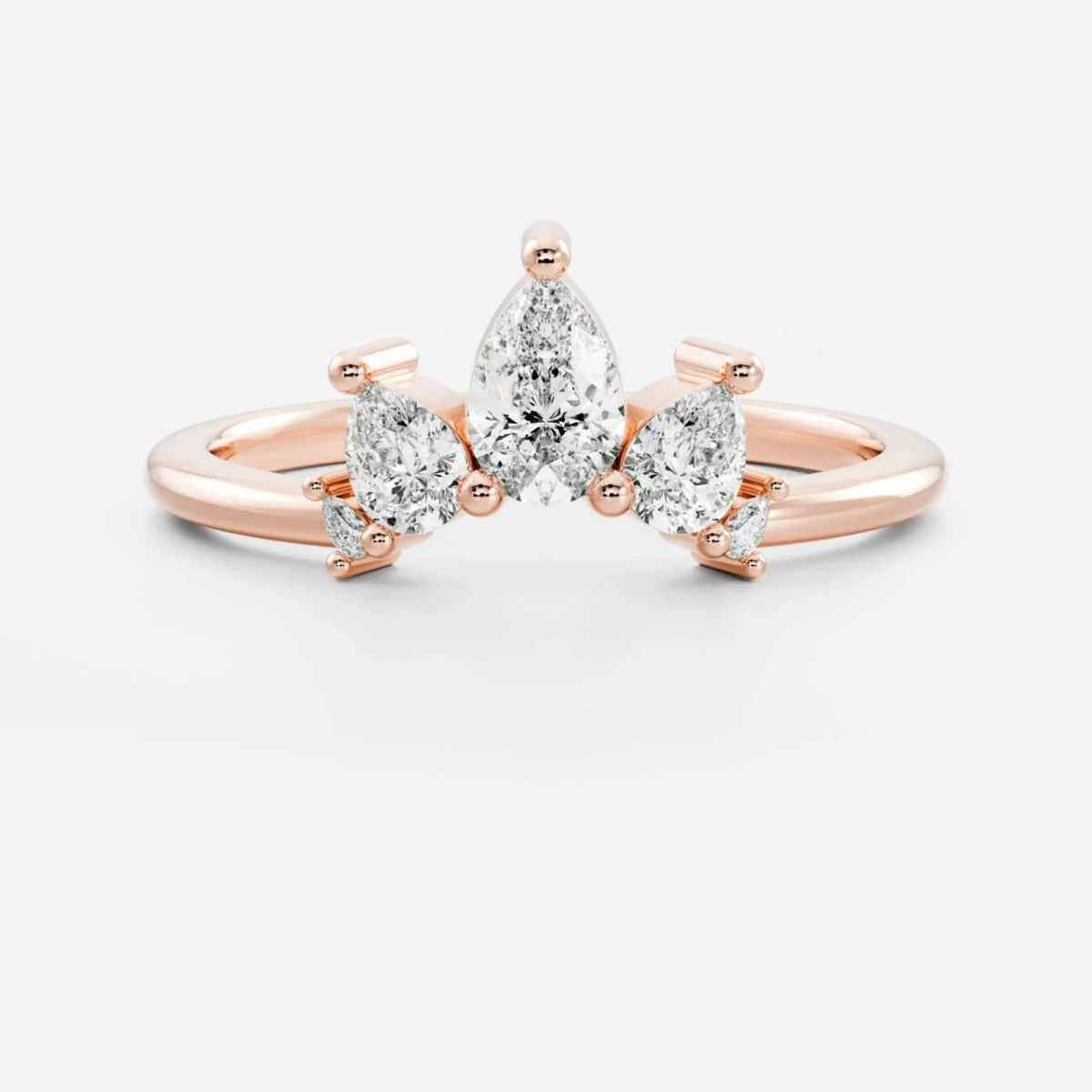 0.4 TCW Pear Lab Grown Diamond Curved Wedding Band