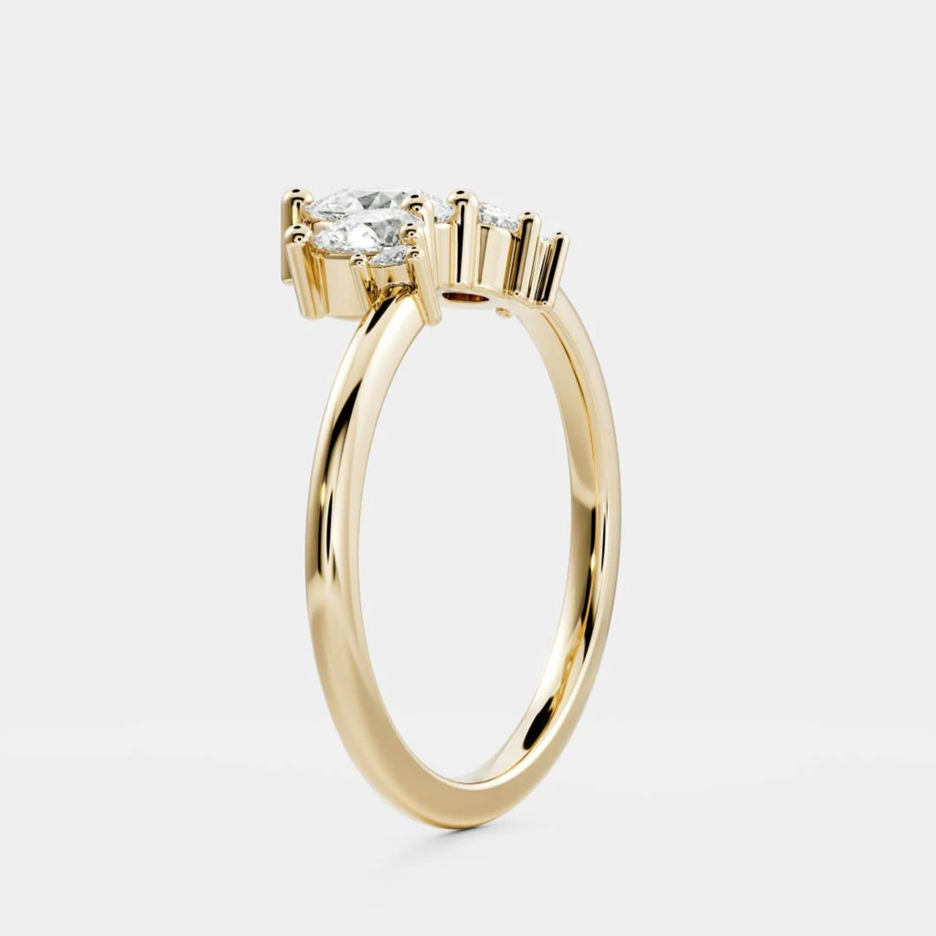 0.4 TCW Pear Lab Grown Diamond Curved Wedding Band