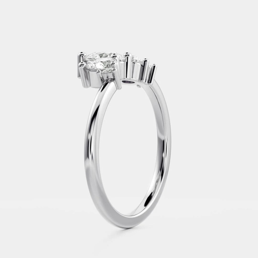 0.4 TCW Pear Lab Grown Diamond Curved Wedding Band