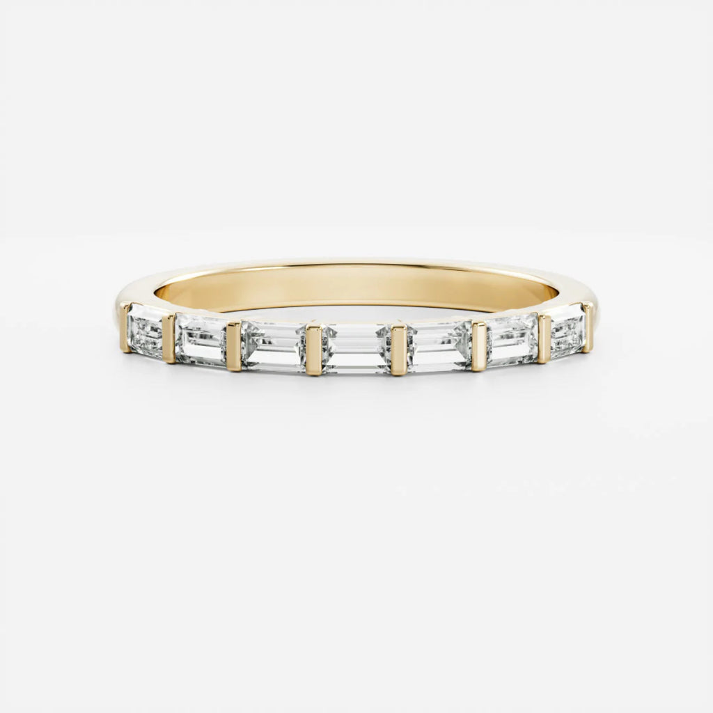 0.4 TCW Baguette Lab Grown Diamond Half Eternity Wedding Band