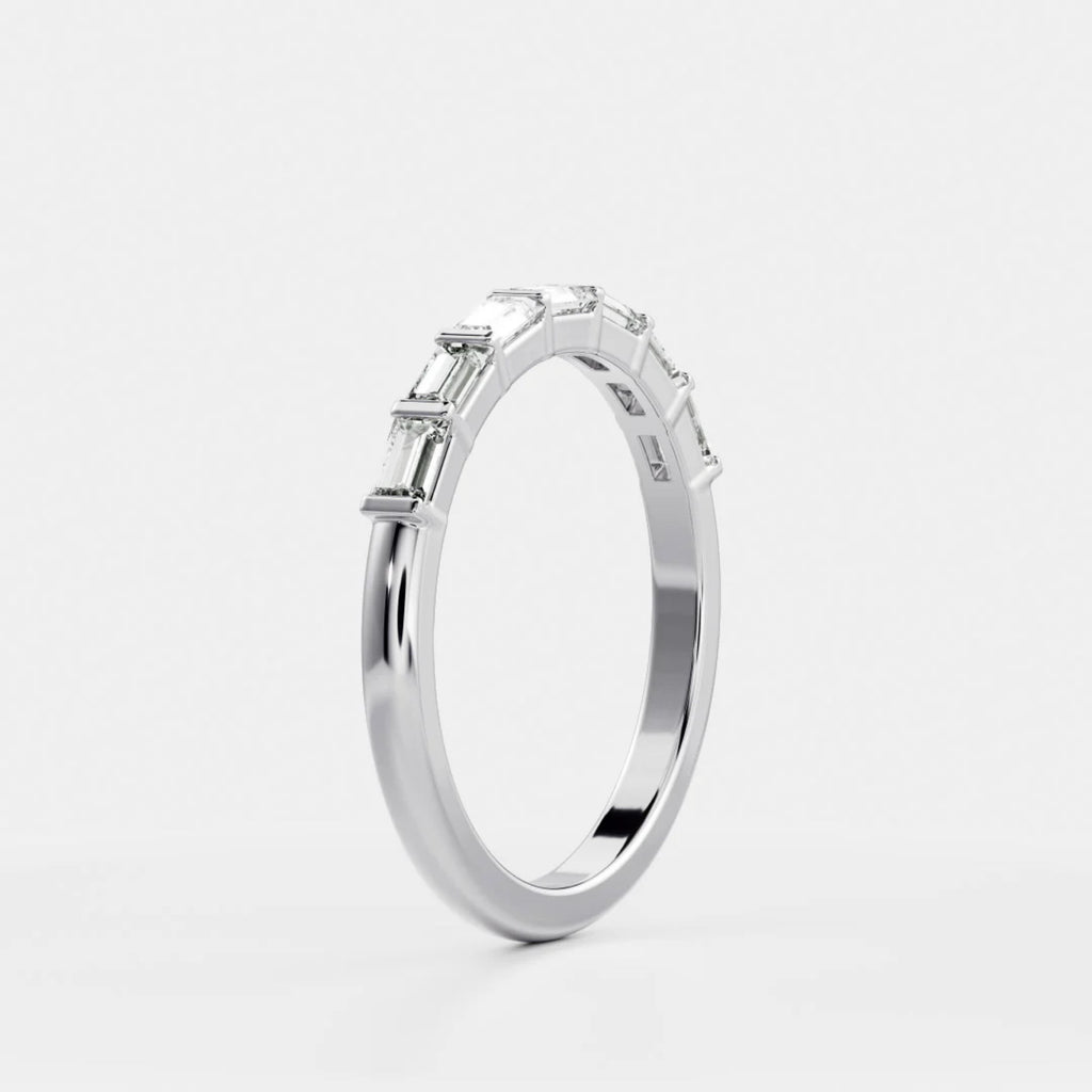 0.4 TCW Baguette Lab Grown Diamond Half Eternity Wedding Band