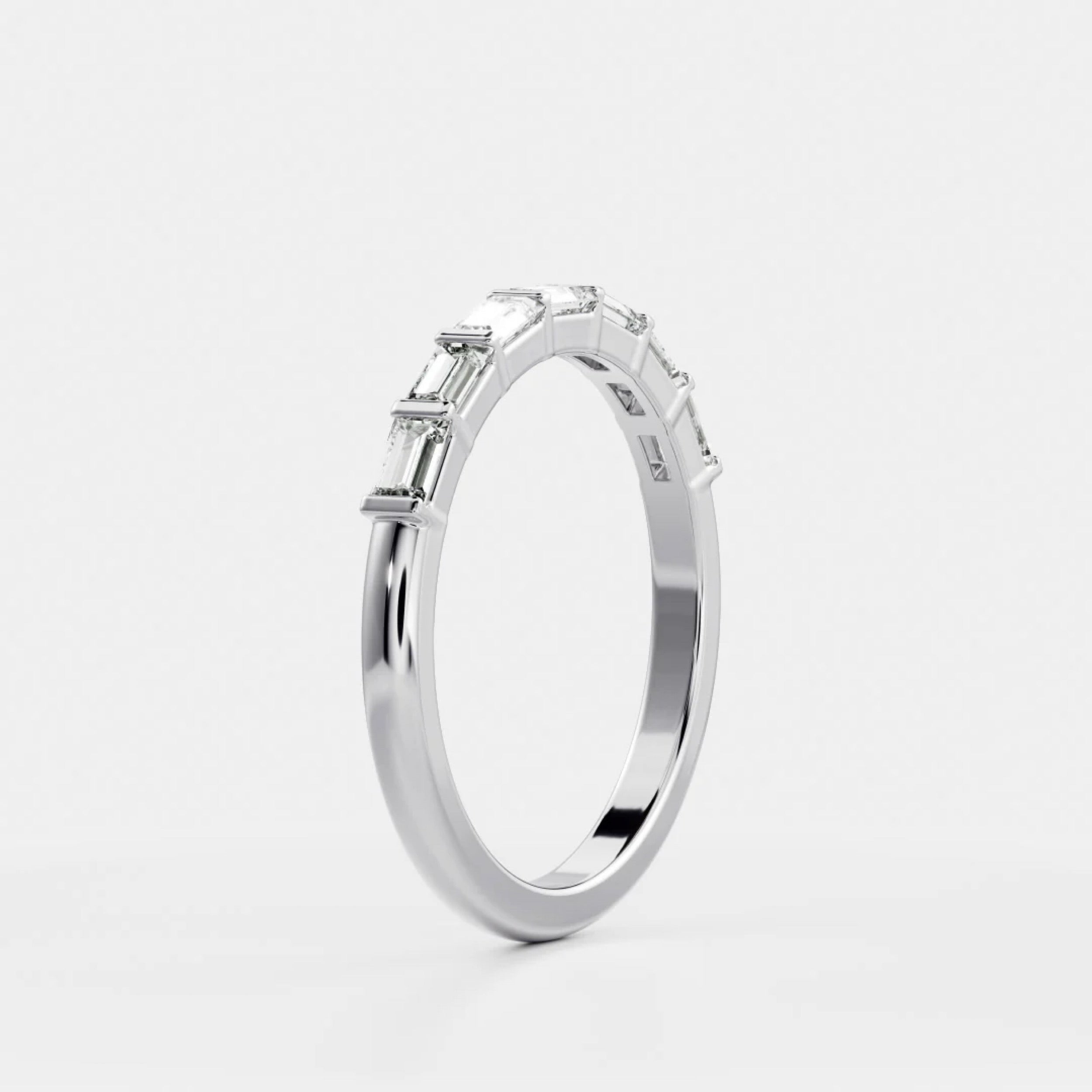 0.4 TCW Baguette Lab Grown Diamond Half Eternity Wedding Band