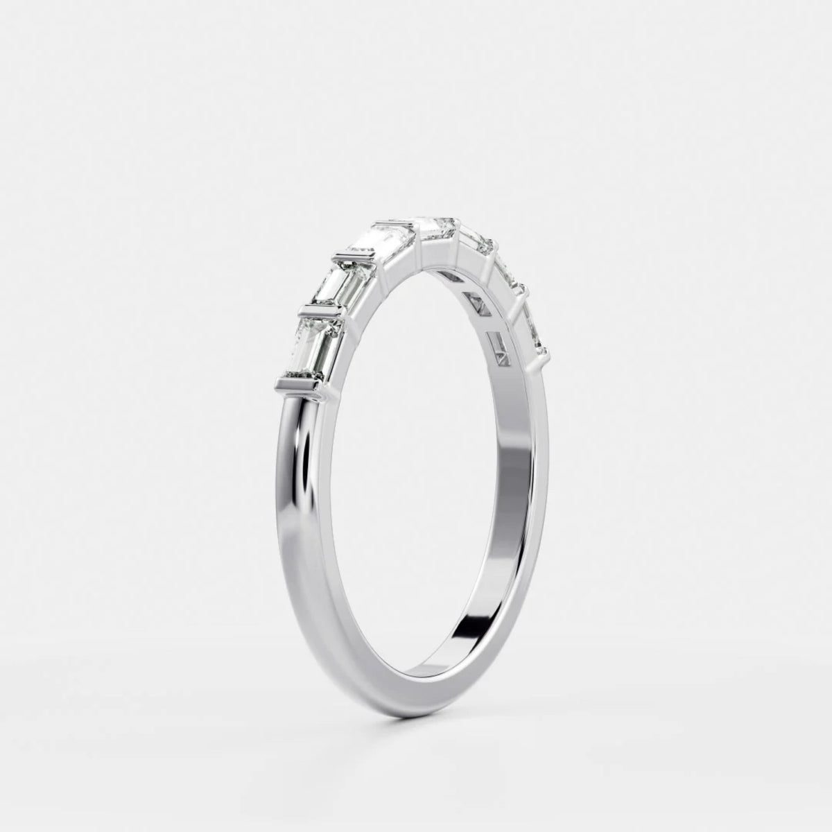 0.4 TCW Baguette Lab Grown Diamond Half Eternity Wedding Band