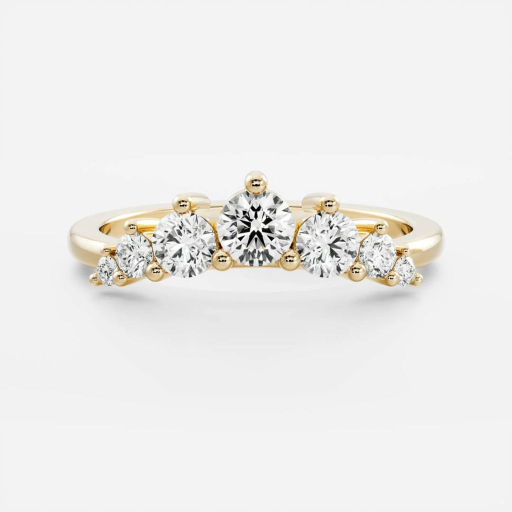 0.5 TCW Round Lab Grown Diamond Curved Wedding Band
