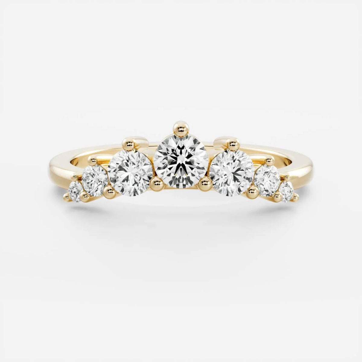 0.5 TCW Round Lab Grown Diamond Curved Wedding Band