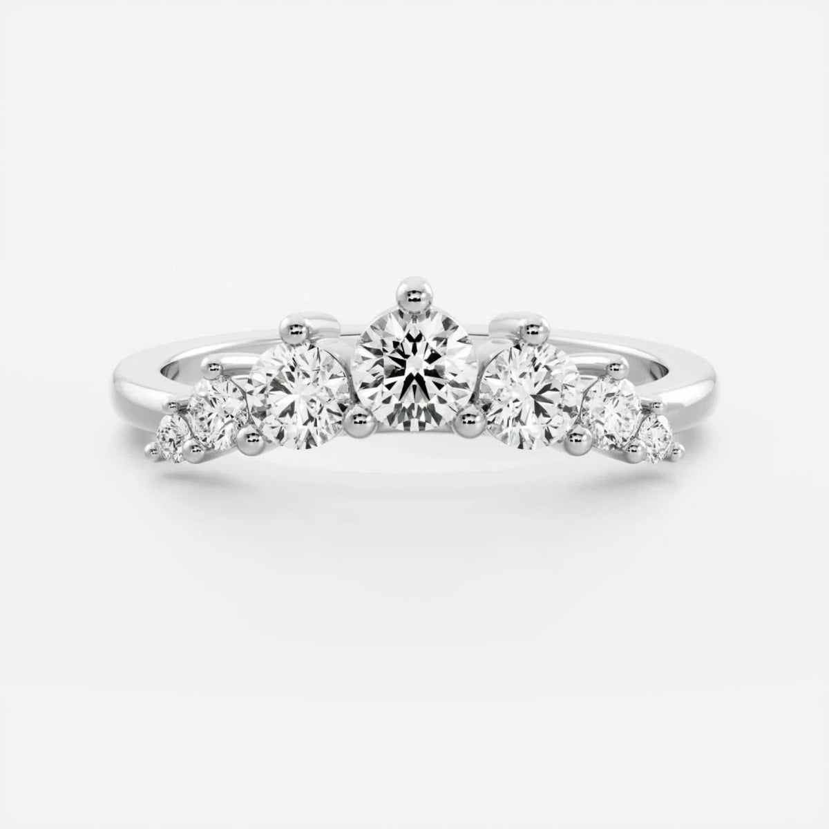 0.5 TCW Round Lab Grown Diamond Curved Wedding Band