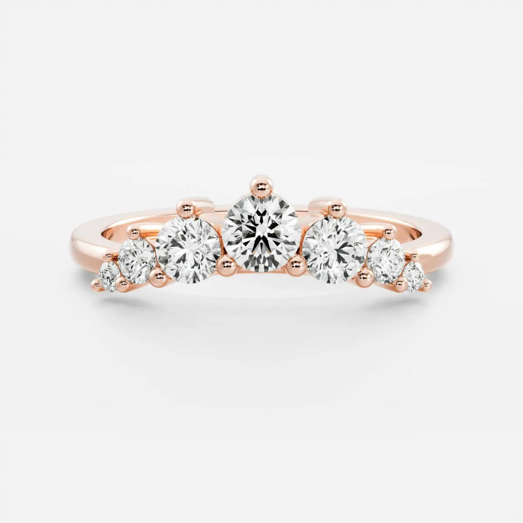 0.5 TCW Round Lab Grown Diamond Curved Wedding Band