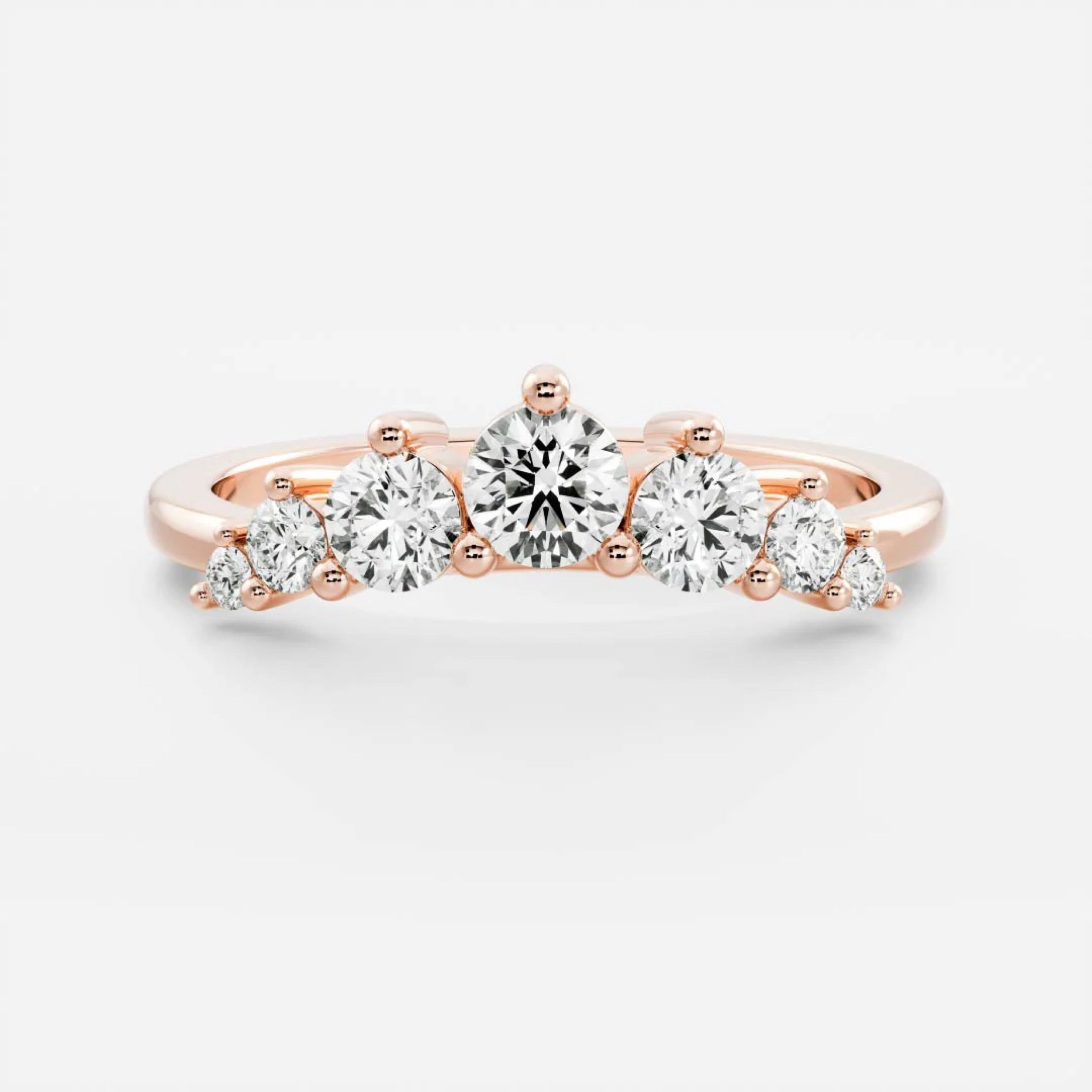 0.5 TCW Round Diamond Curved Wedding Band