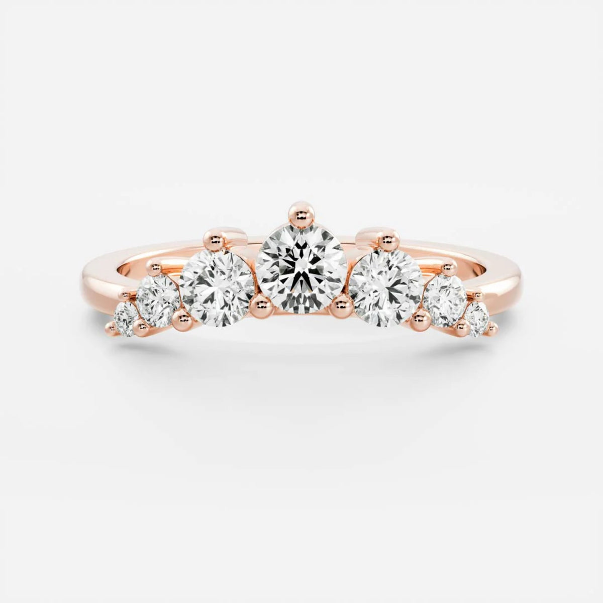 0.5 TCW Round Lab Grown Diamond Curved Wedding Band