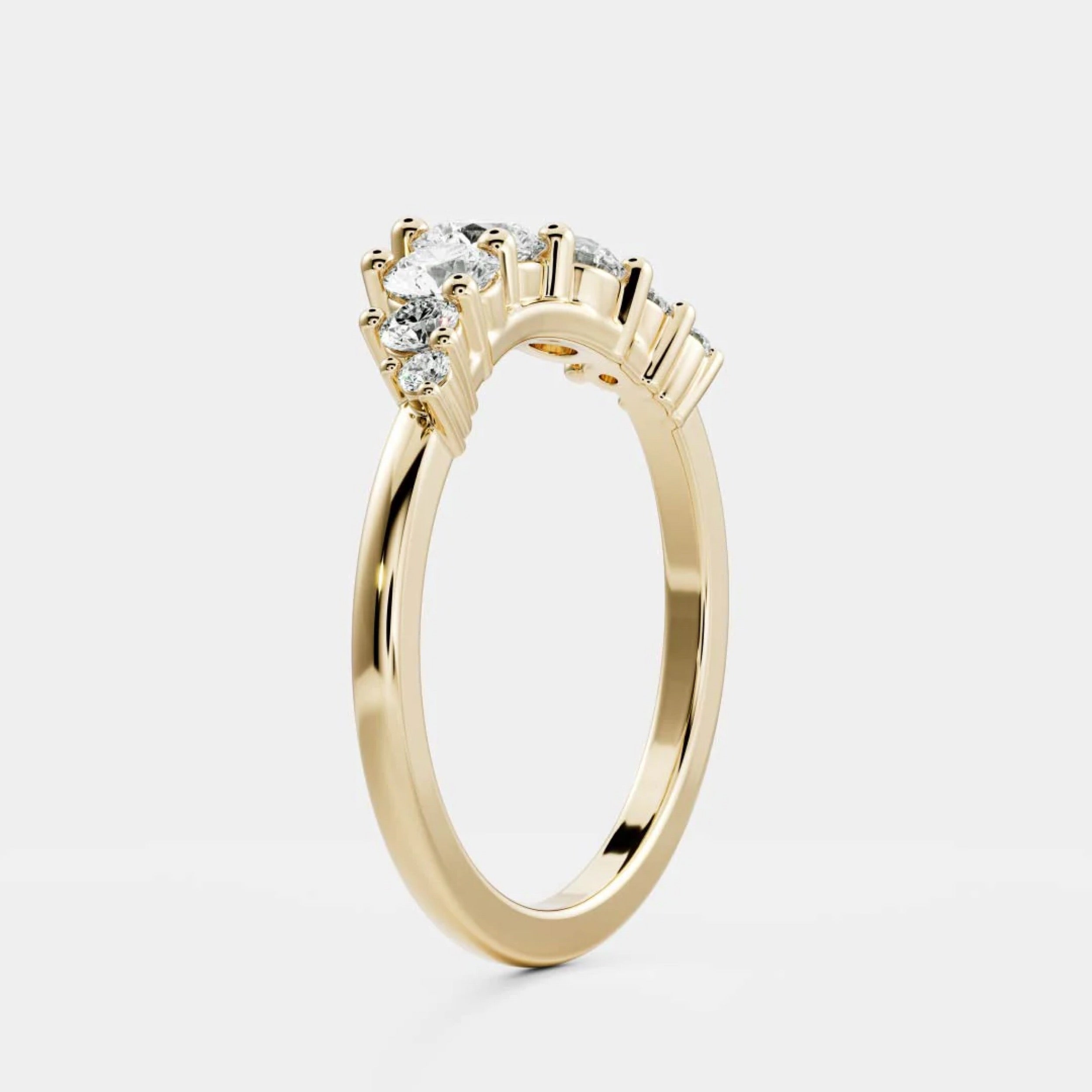 0.5 TCW Round Diamond Curved Wedding Band