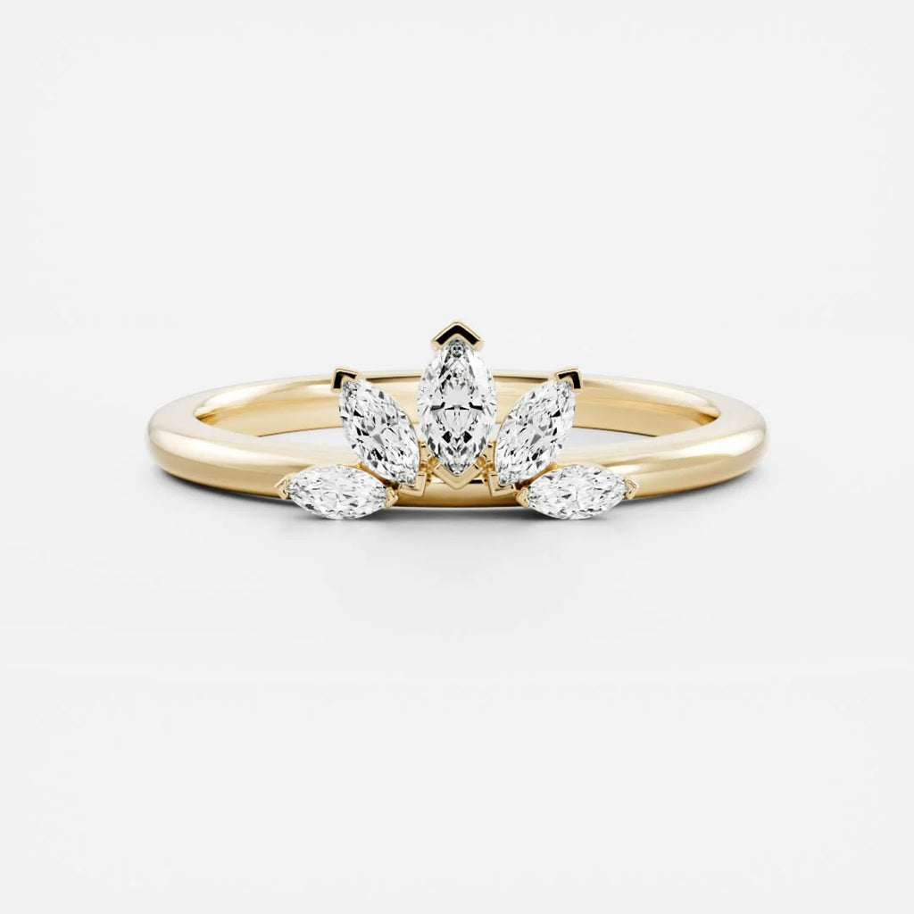0.5 TCW Marquise Lab Grown Diamond Curved Wedding Band