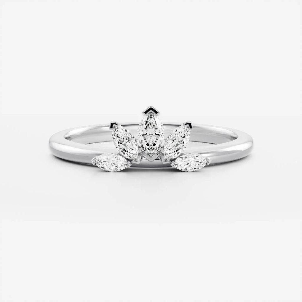 0.5 TCW Marquise Lab Grown Diamond Curved Wedding Band