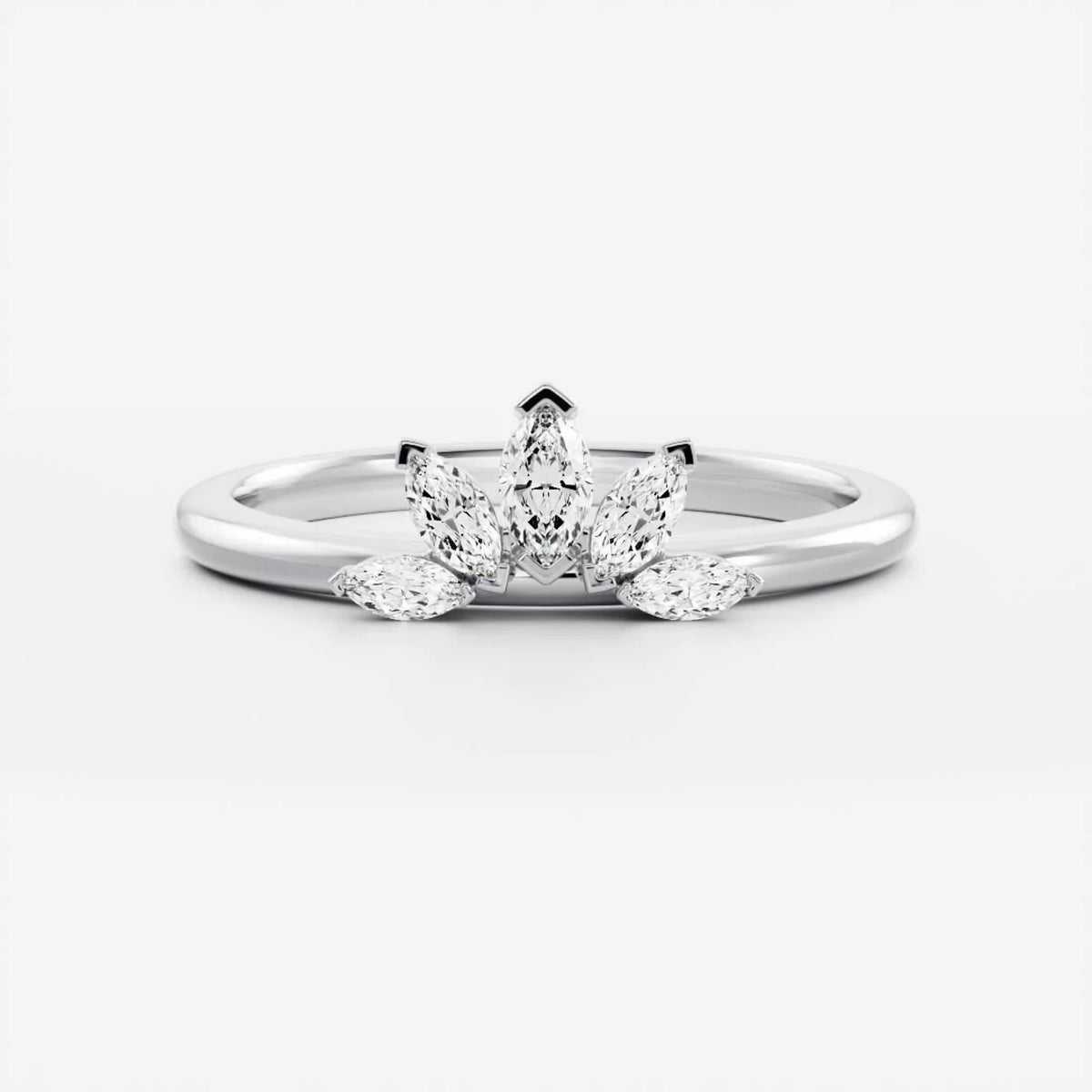 0.5 TCW Marquise Lab Grown Diamond Curved Wedding Band