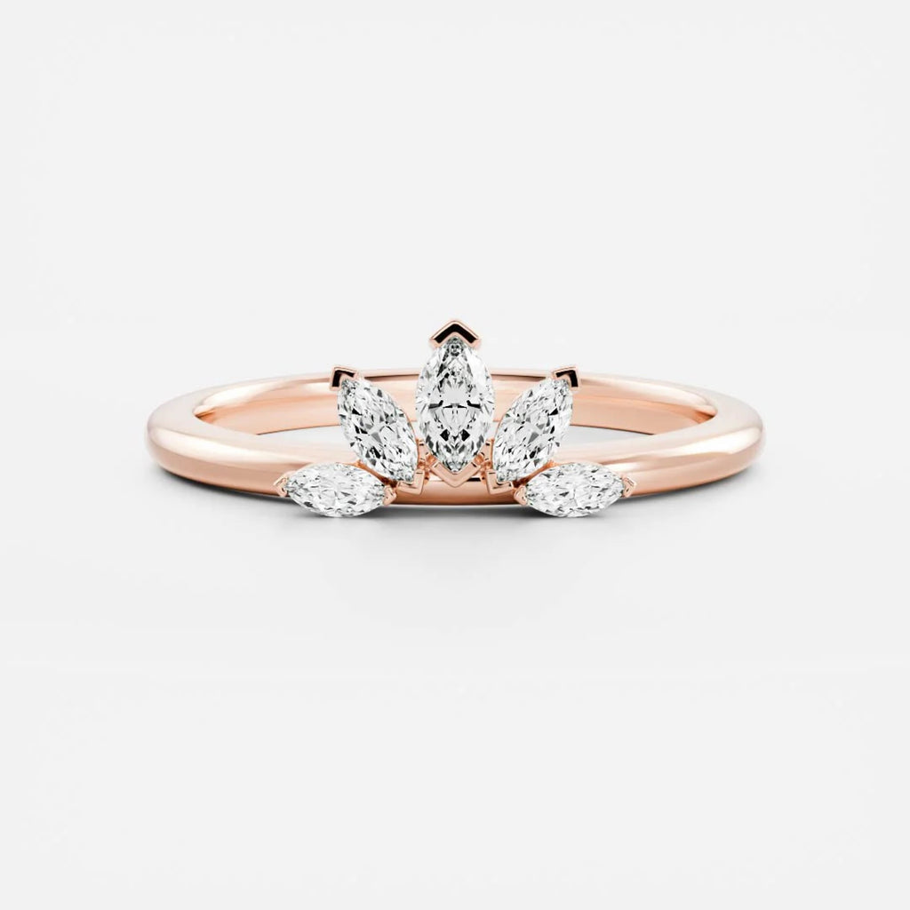 0.5 TCW Marquise Lab Grown Diamond Curved Wedding Band