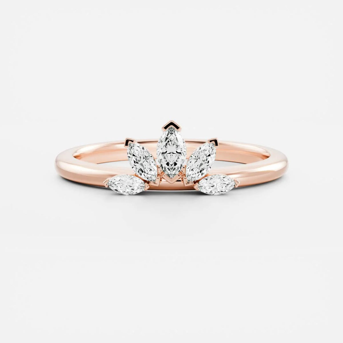 0.5 TCW Marquise Lab Grown Diamond Curved Wedding Band