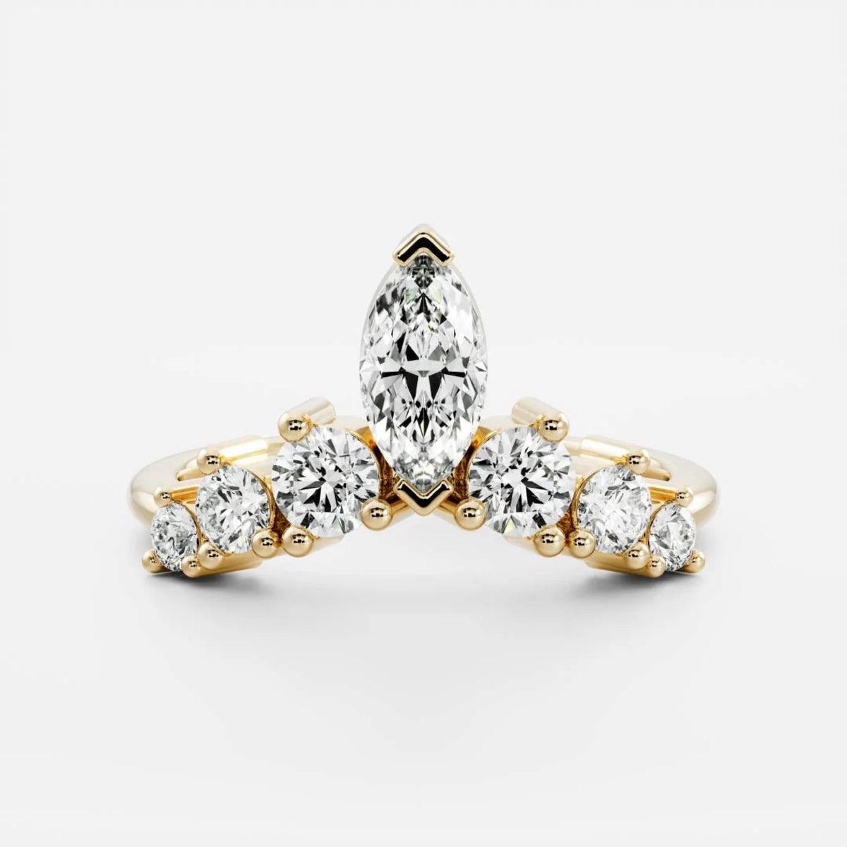 1.0 TCW Marquise & Round Lab Grown Diamond Crown Wedding Band