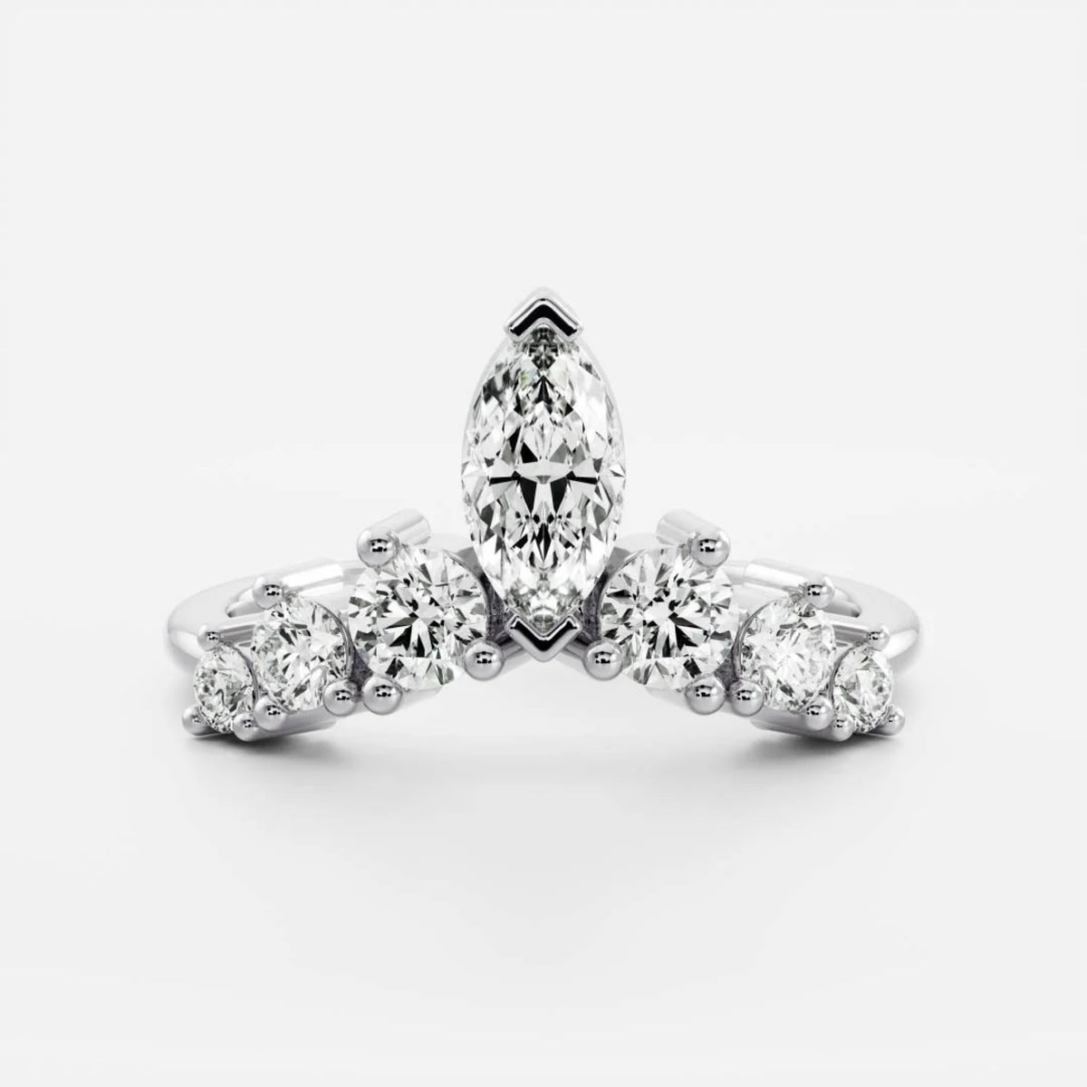 1.0 TCW Marquise & Round Lab Grown Diamond Crown Wedding Band