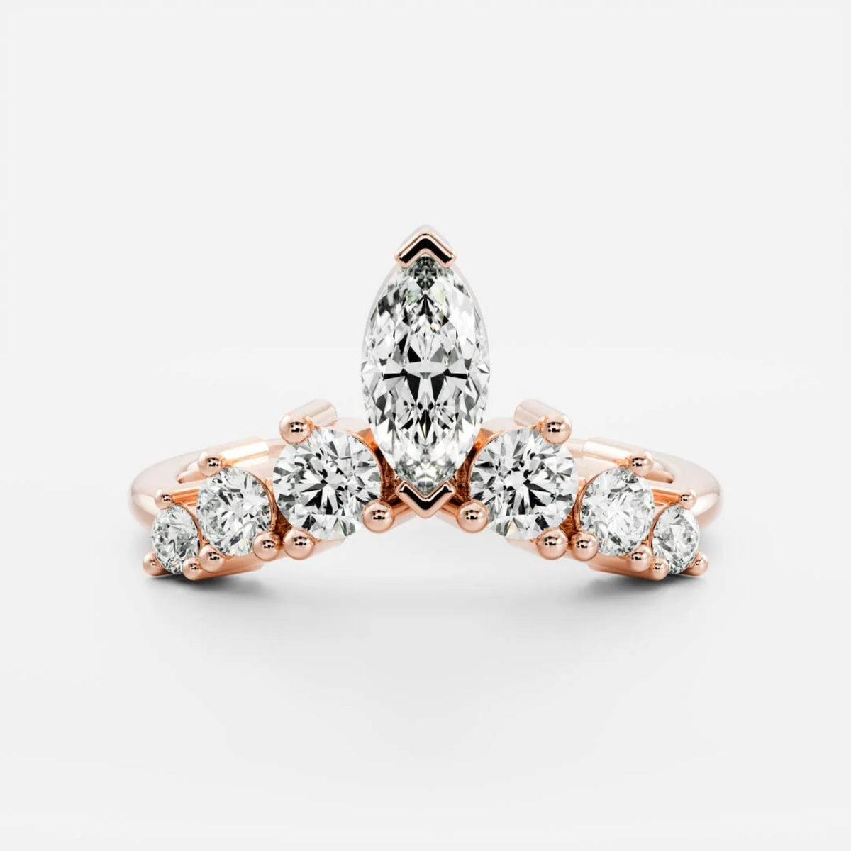 1.0 TCW Marquise & Round Lab Grown Diamond Crown Wedding Band