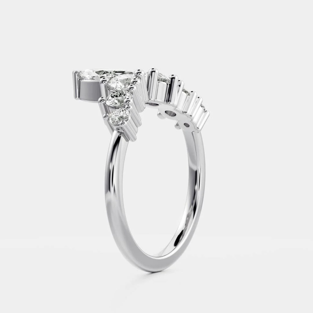 1.0 TCW Marquise & Round Lab Grown Diamond Crown Wedding Band