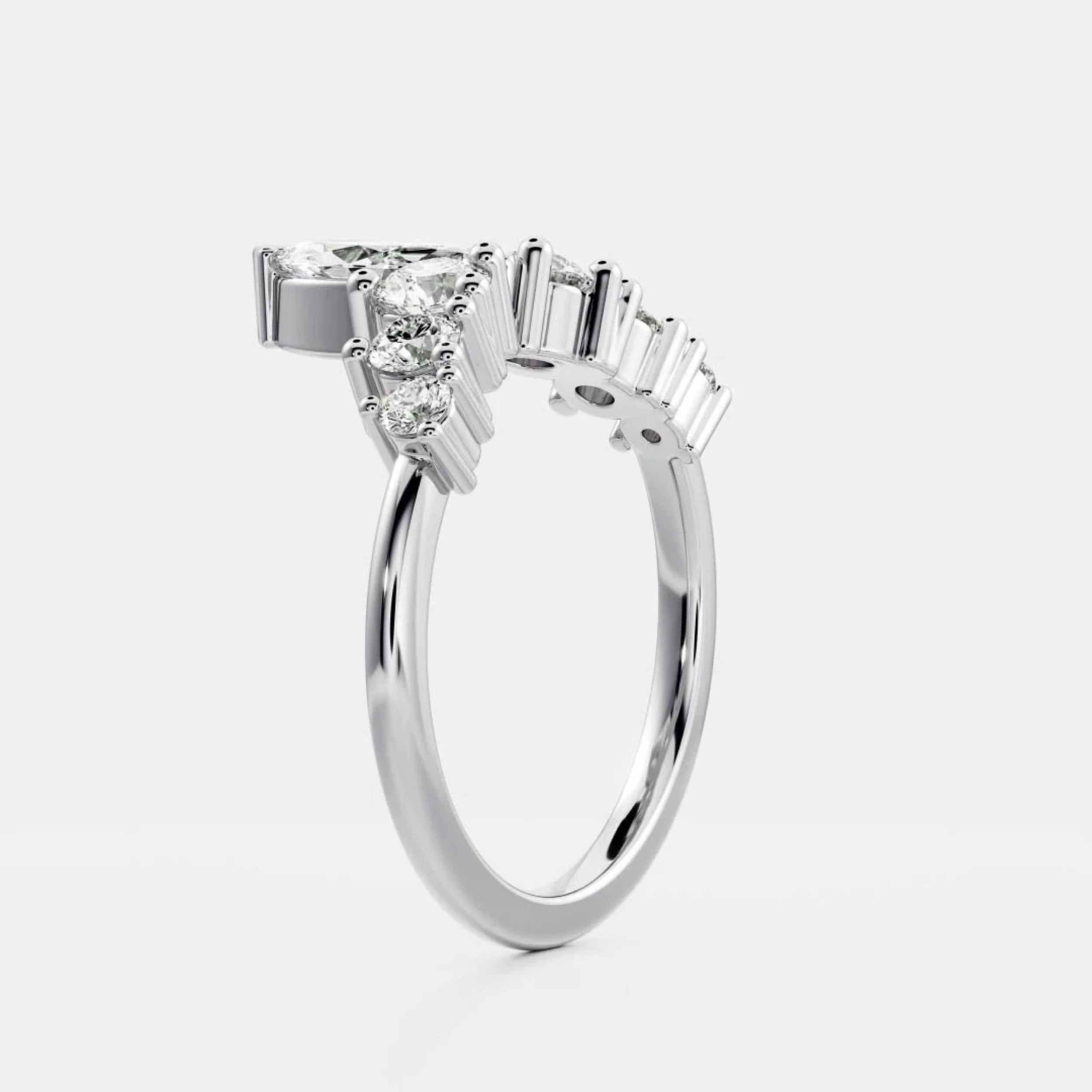 1.0 TCW Marquise & Round Diamond Crown Wedding Band