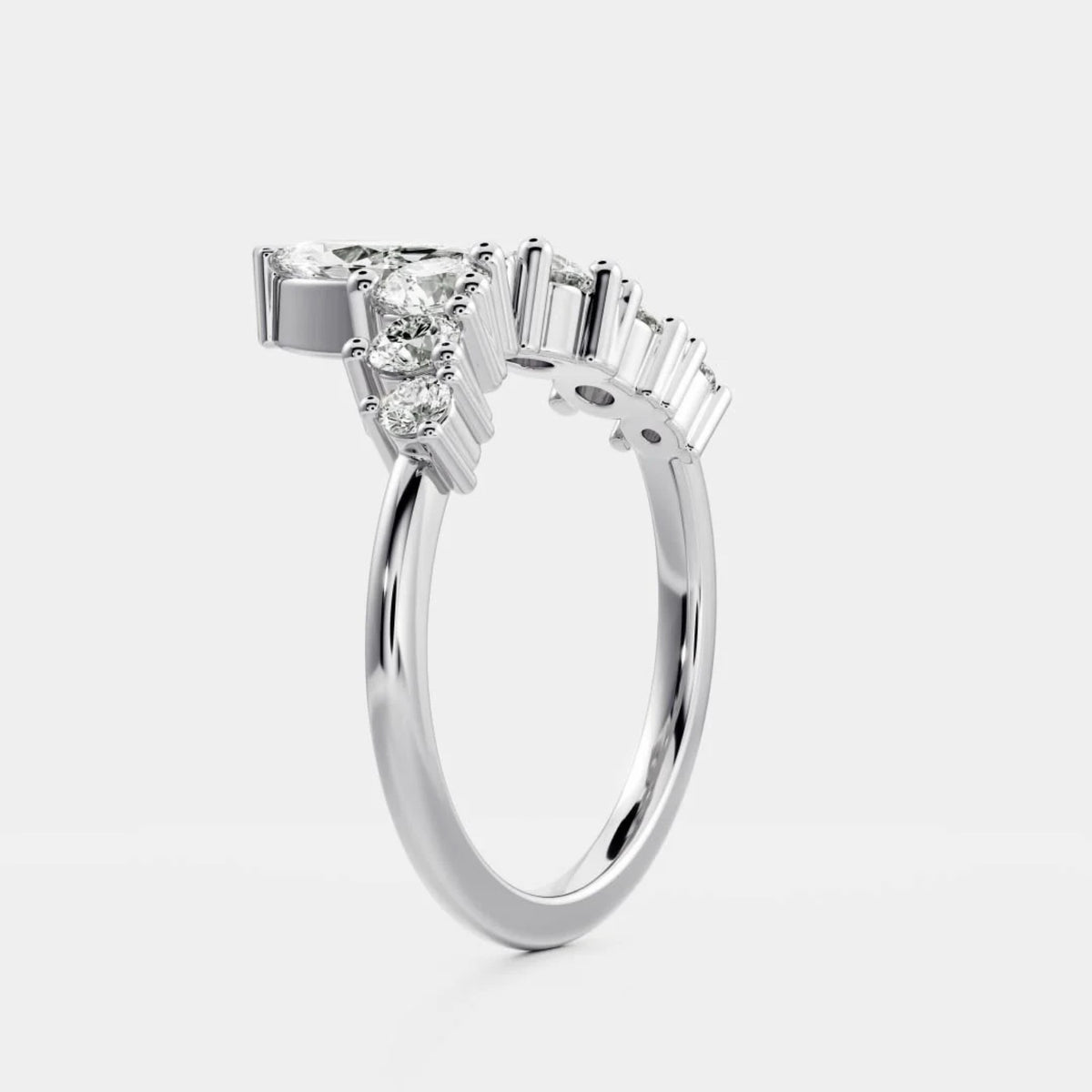 1.0 TCW Marquise & Round Lab Grown Diamond Crown Wedding Band