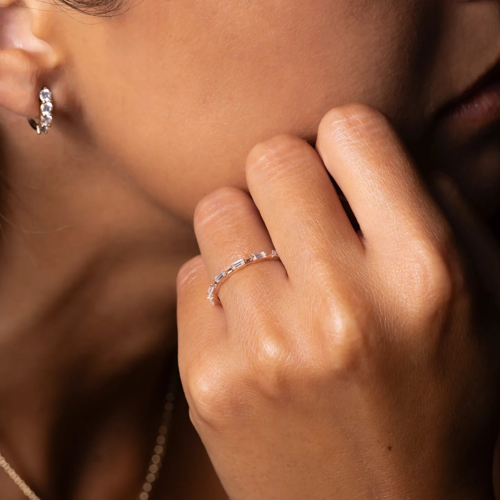 0.25 TCW Baguette Diamond Danity Wedding Band