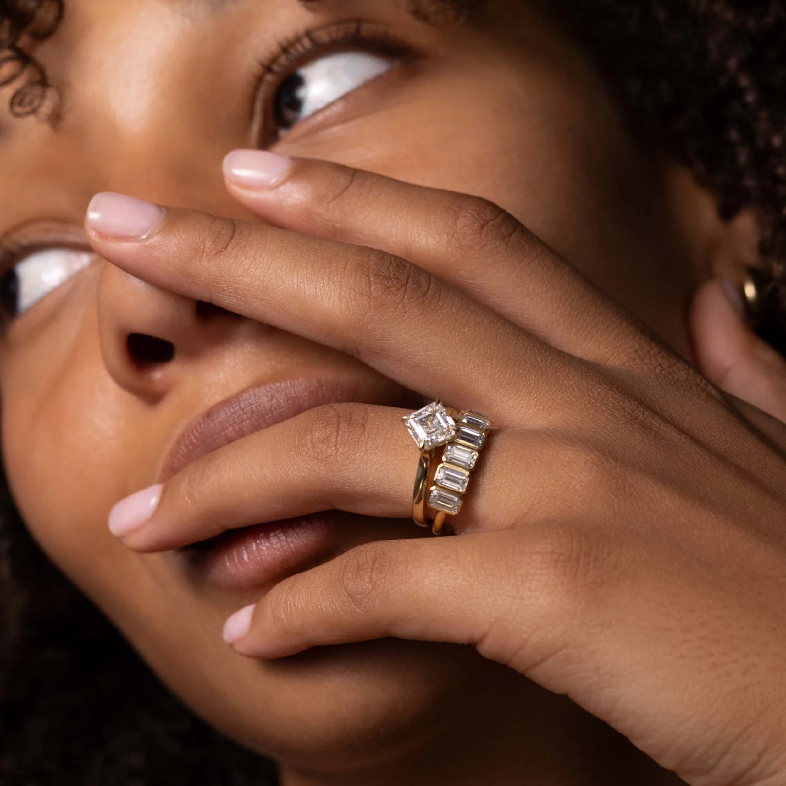 1.0 TCW Emerald Diamond Bezel Wedding Band