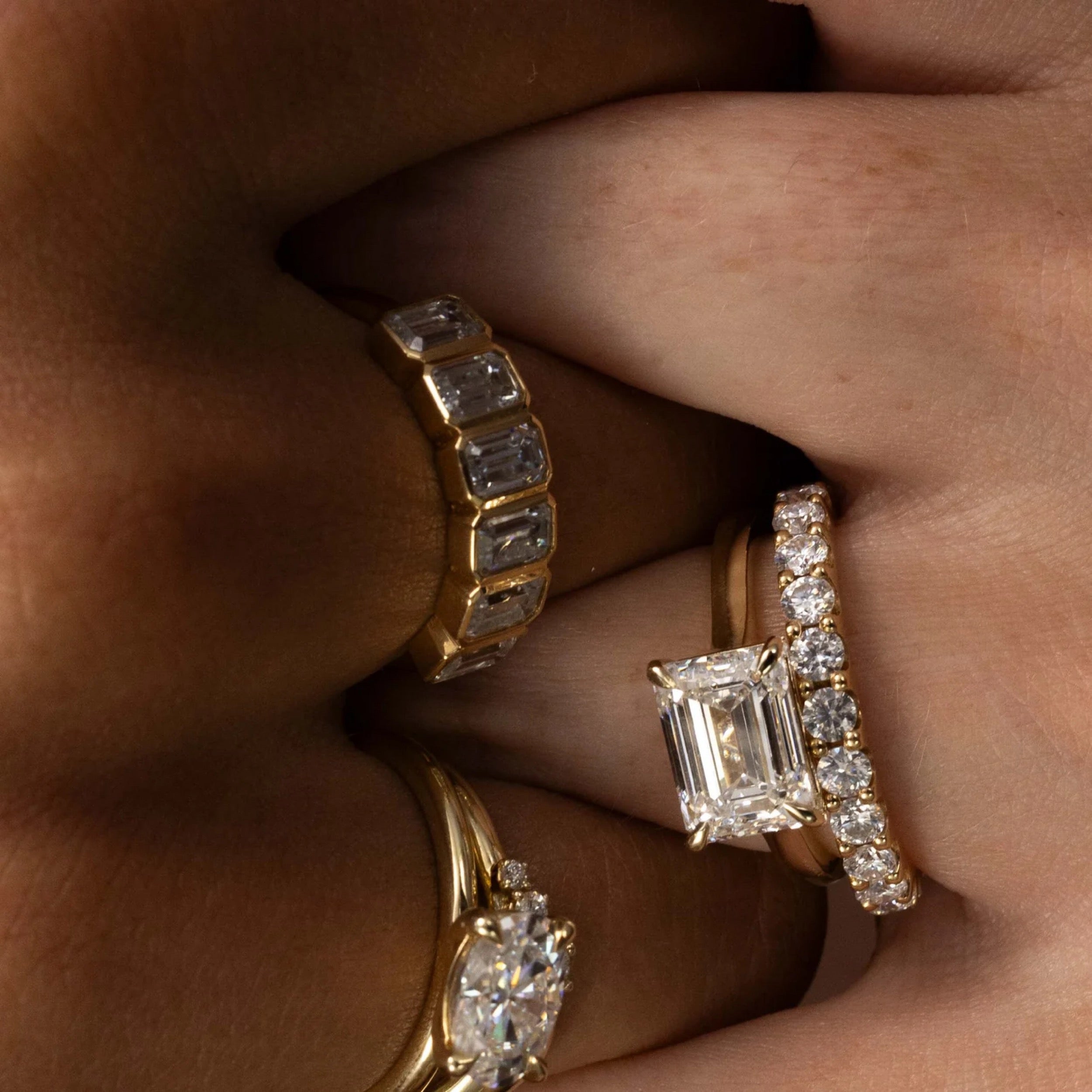 1.0 TCW Emerald Diamond Bezel Wedding Band