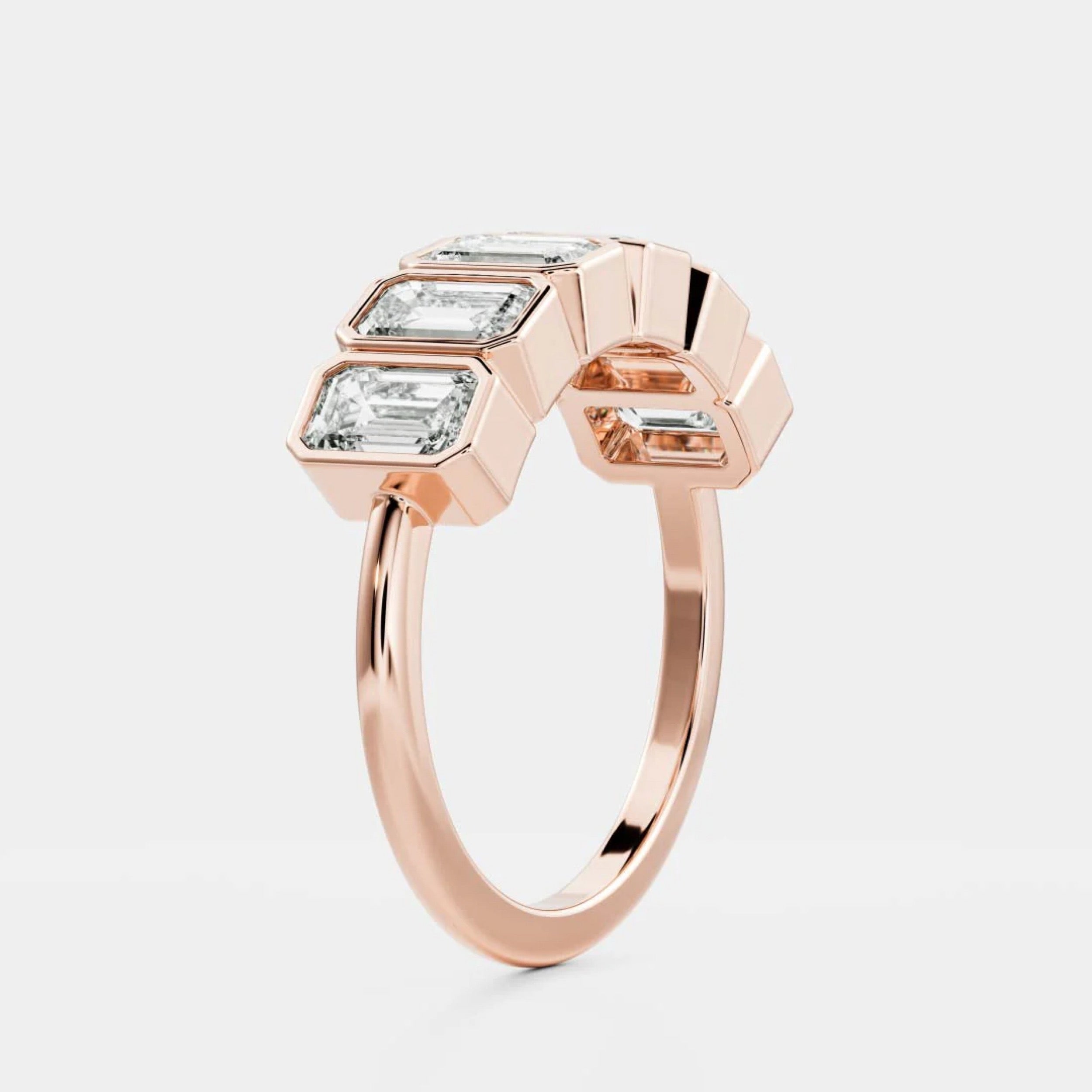 1.0 TCW Emerald Diamond Bezel Wedding Band