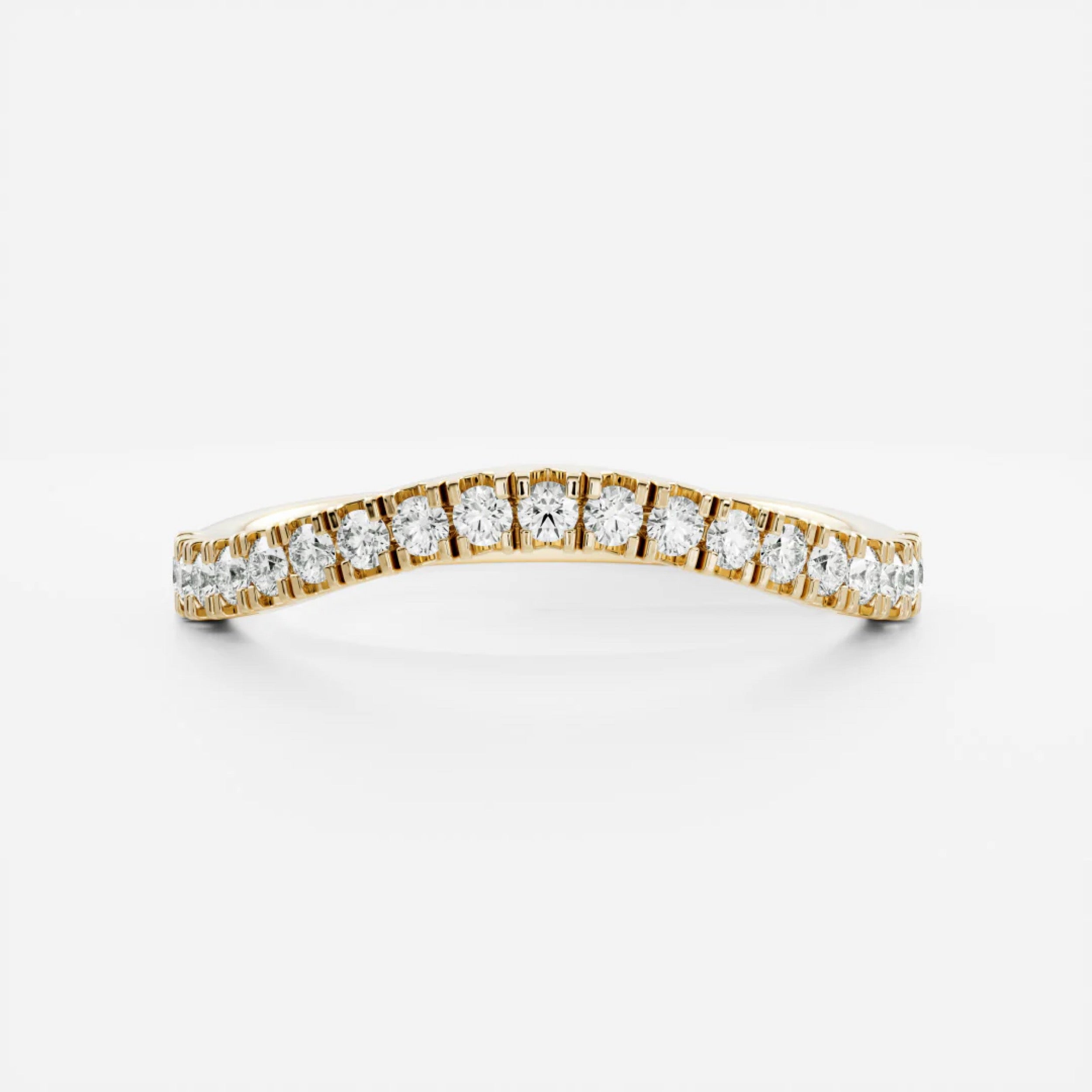 0.3 TCW Round Diamond Curved Wedding Band